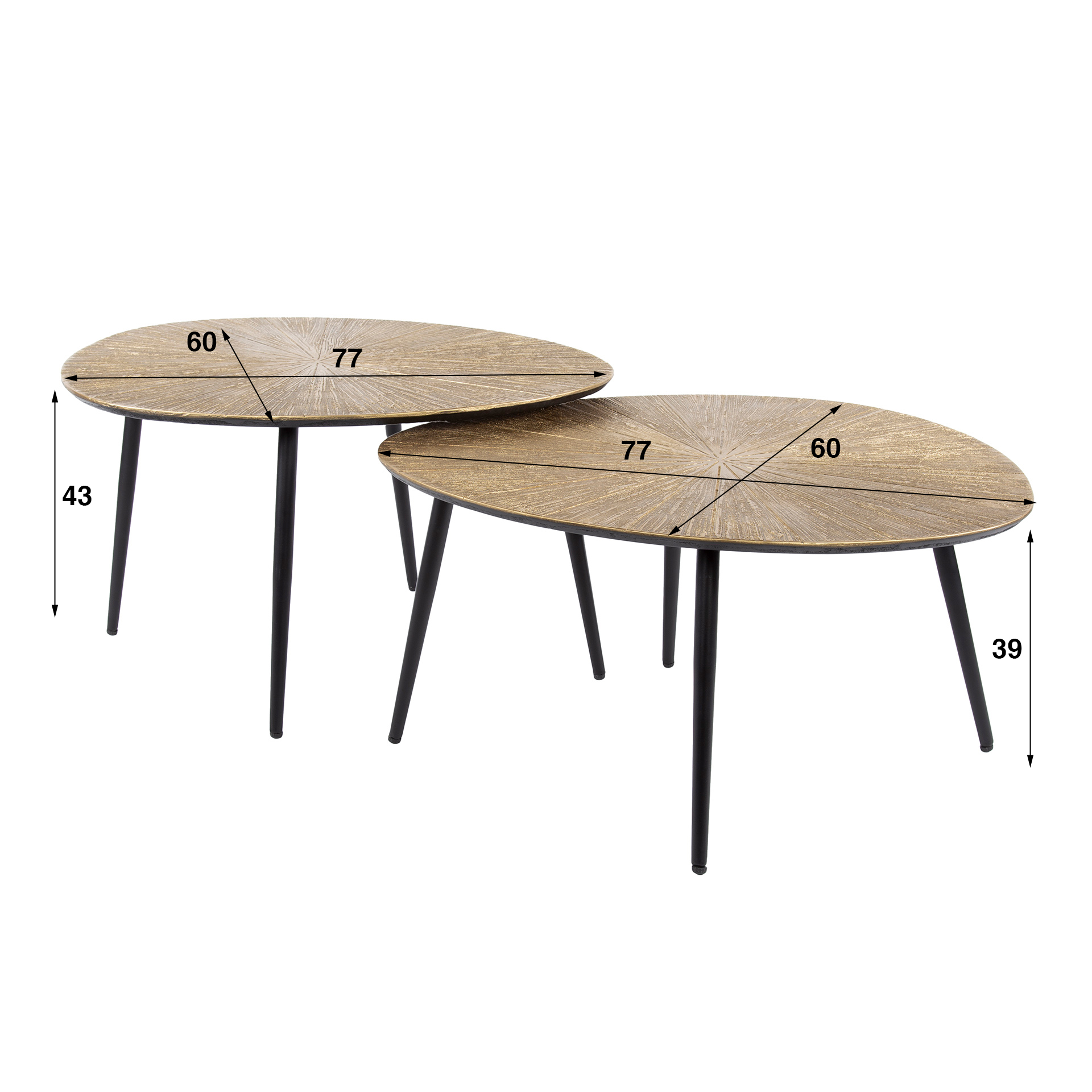 Salontafel Ray organisch set van 2 / Ray antiek goud - Zijlstra