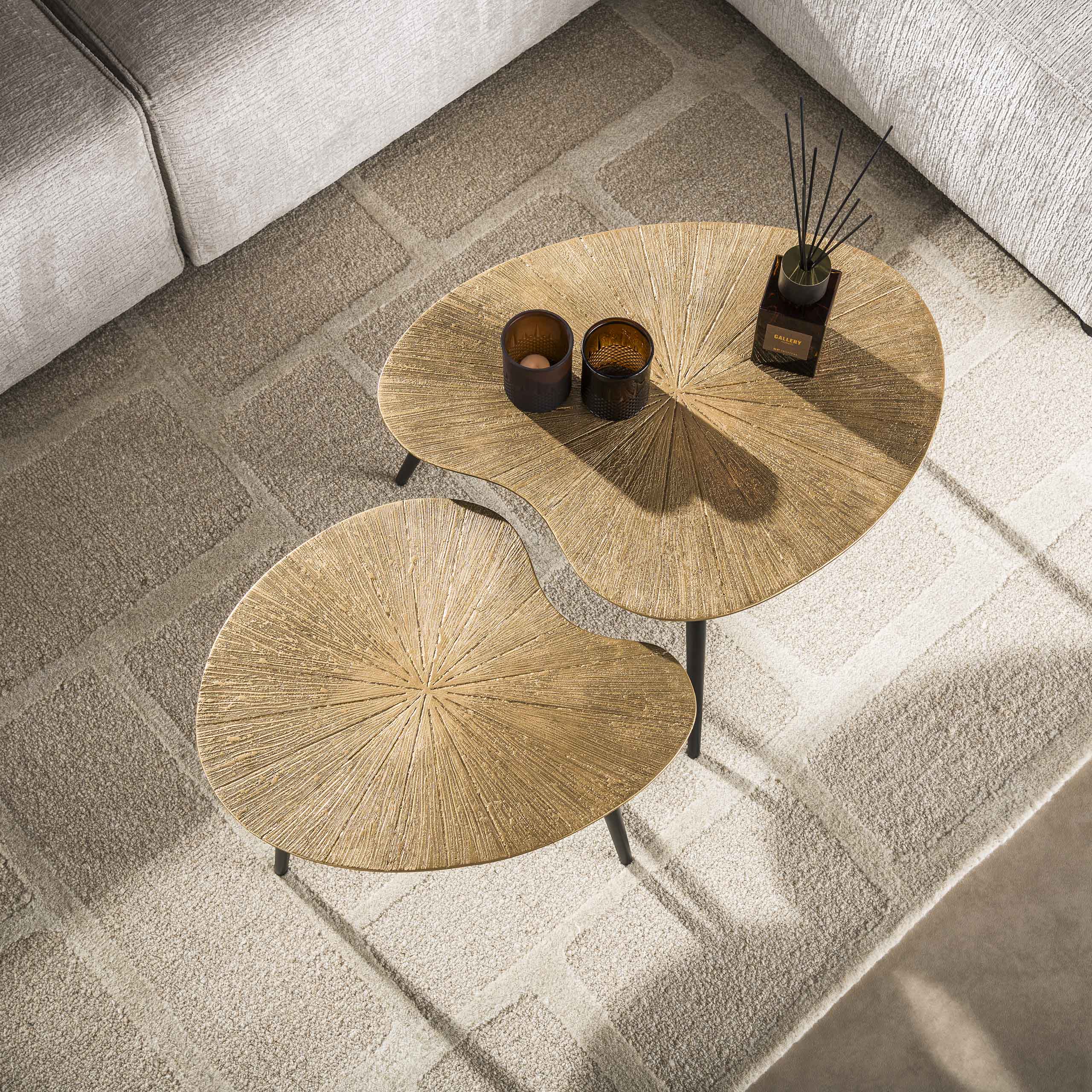 Couchtisch-Set Ray nierenförmig (2-teilig) in Ray Antikgold (Ray antiek Gold) - Emmo Design