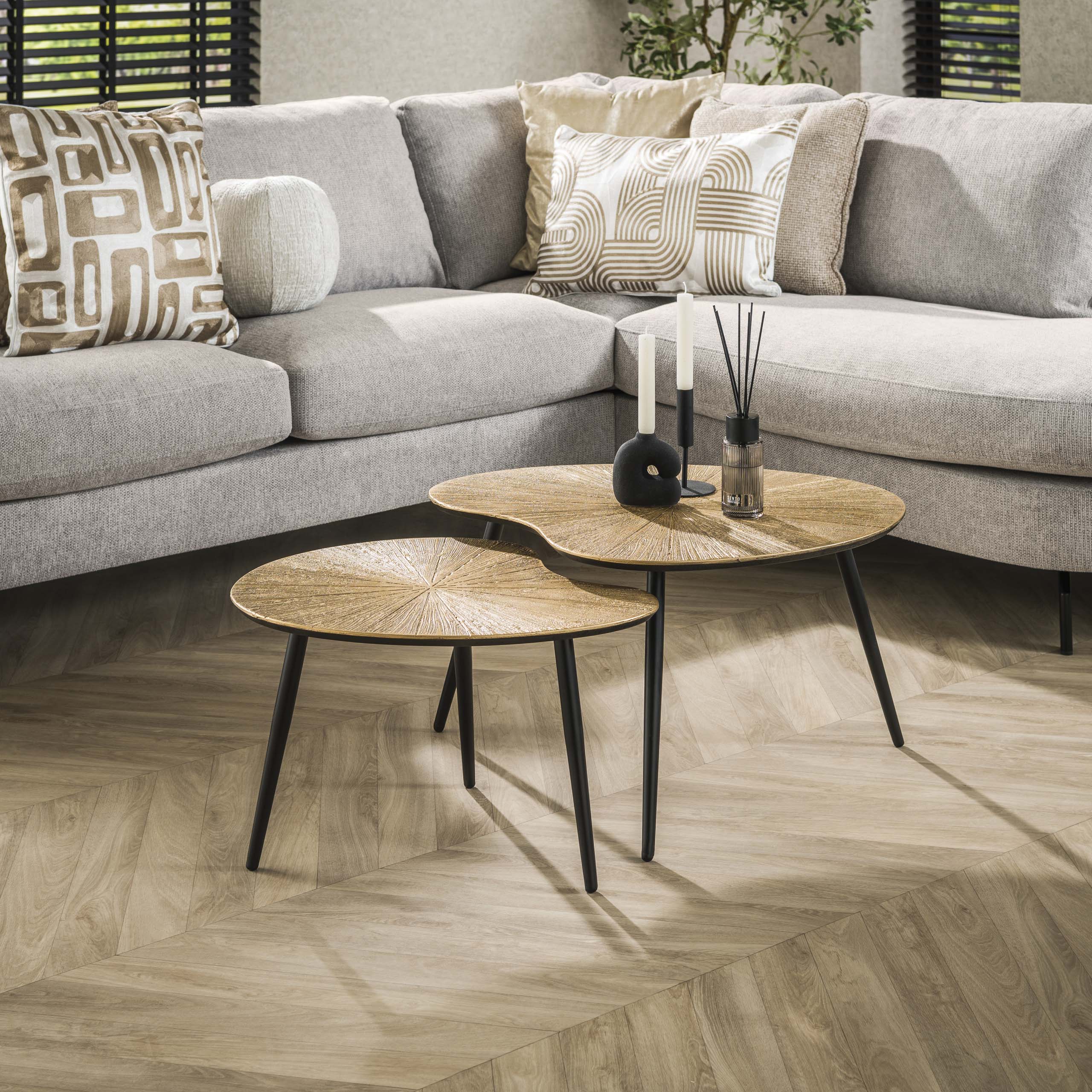 Couchtisch-Set Ray nierenförmig (2-teilig) in Ray Antikgold (Ray antiek Gold) - Emmo Design