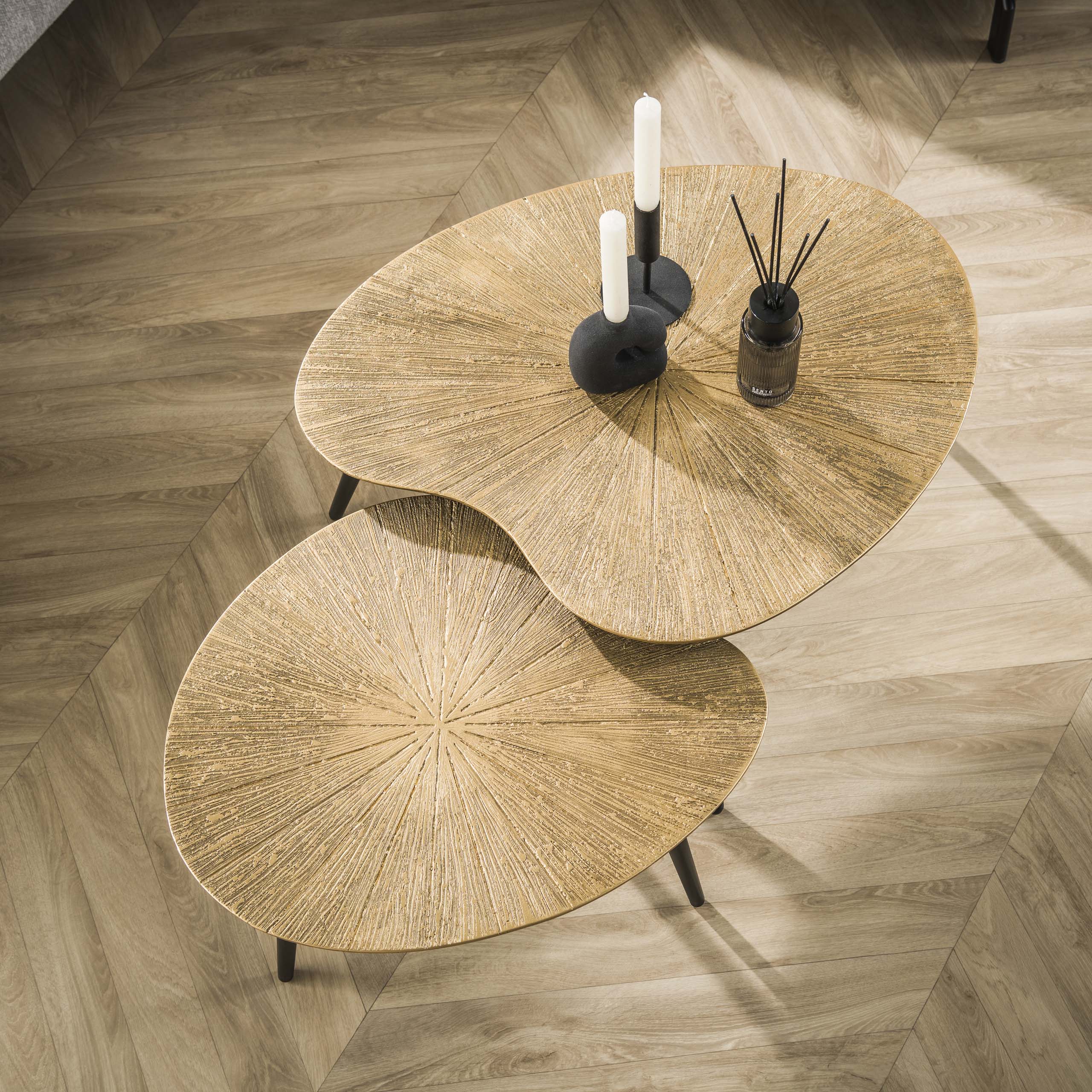 Couchtisch-Set Ray nierenförmig (2-teilig) in Ray Antikgold (Ray antiek Gold) - Emmo Design