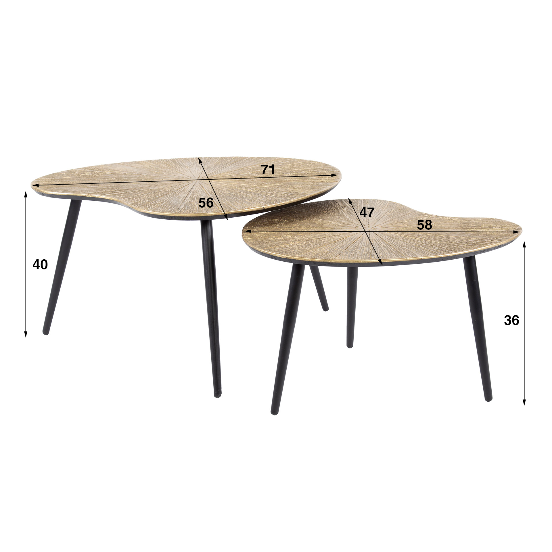 Salontafel Ray niervormig set van 2 / Ray antiek goud - Zijlstra