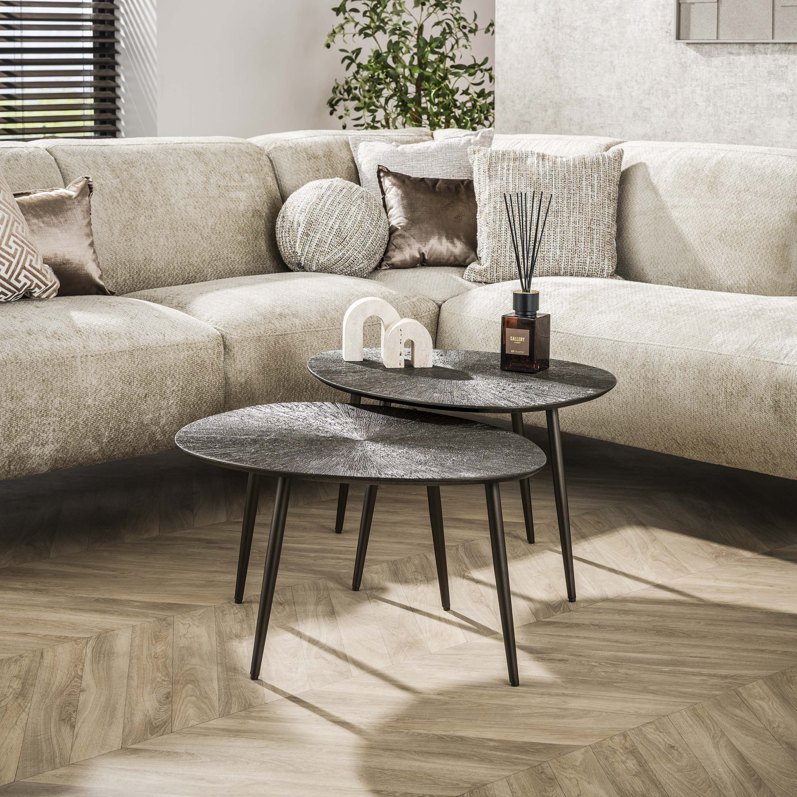 Salontafel Brown Ray leaf set van 2 / Donkerbruin brons - Zijlstra