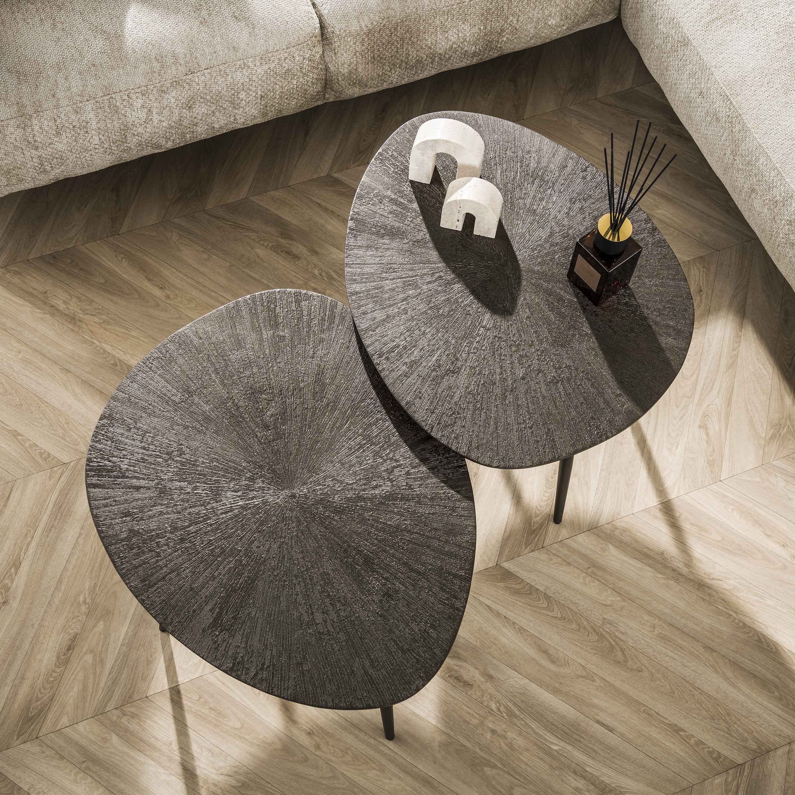 Couchtisch-Set Brown Ray leaf (2-teilig) in Dunkelbraun Bronze (Dunkelbraun brons) - Emmo Design