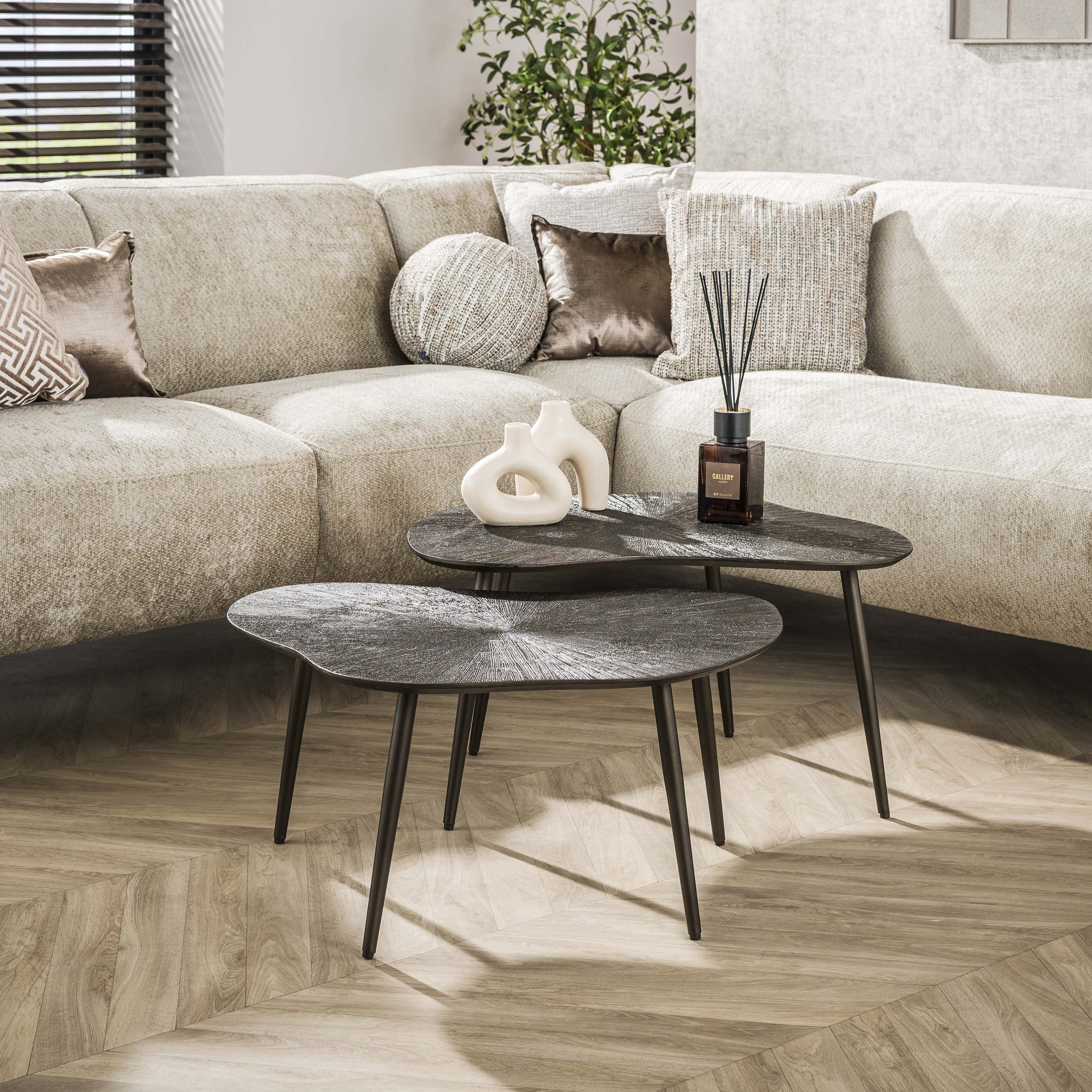 Organisches Couchtisch-Set Brown Ray (2-teilig) in Dunkelbraun Bronze (Dunkelbraun brons) - Emmo Design