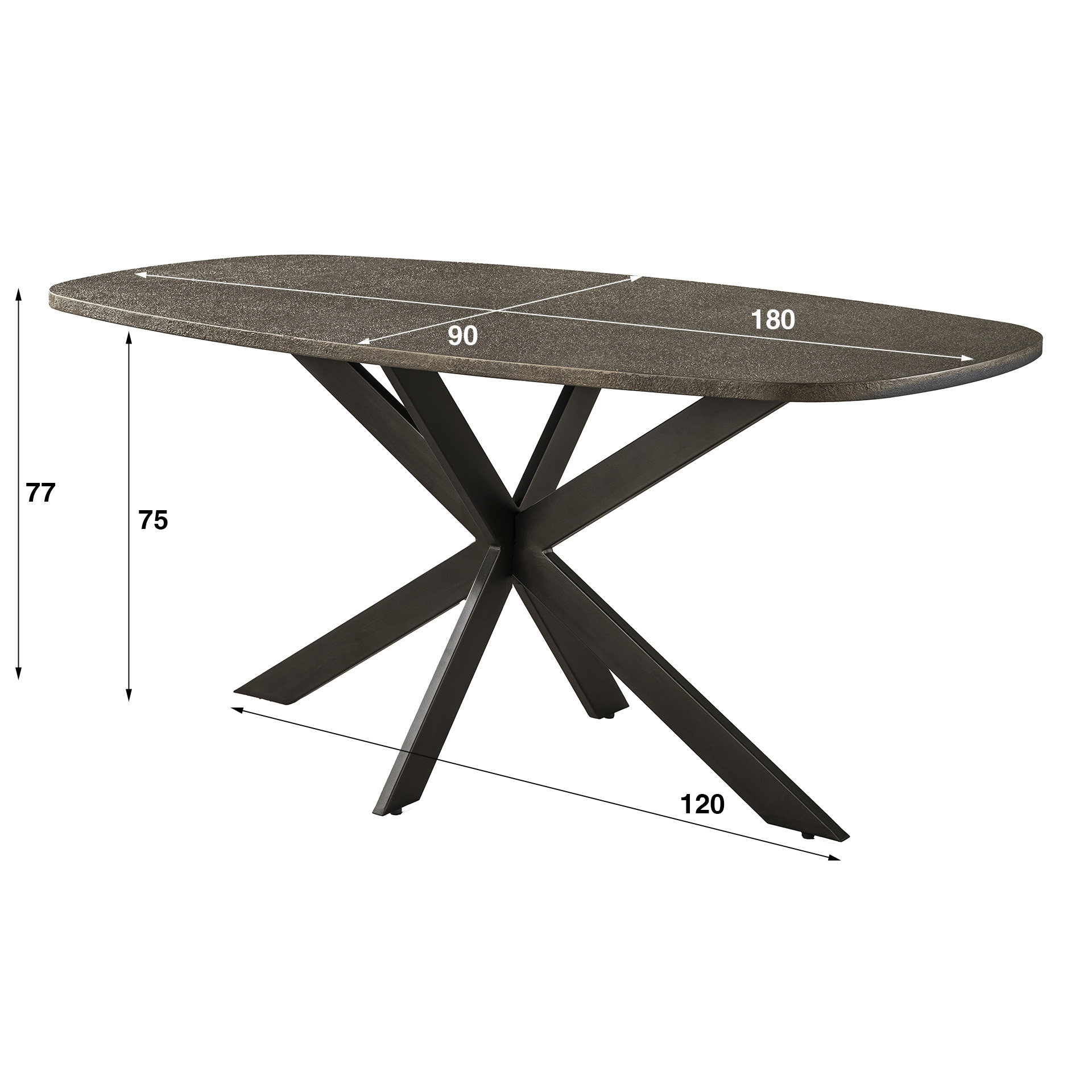 Eettafel Bronvik deens ovaal 180cm / Brons liquid metal - Zijlstra