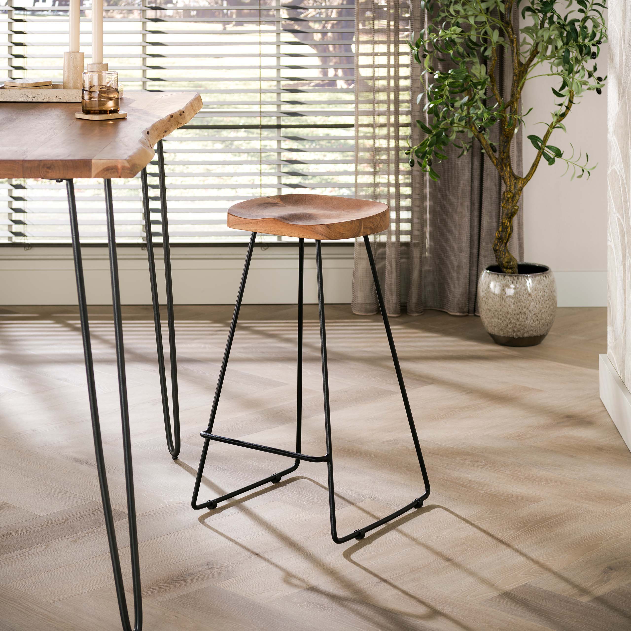 Barstoel Wooden Seat verpakt per 4 / Massief acacia - Zijlstra