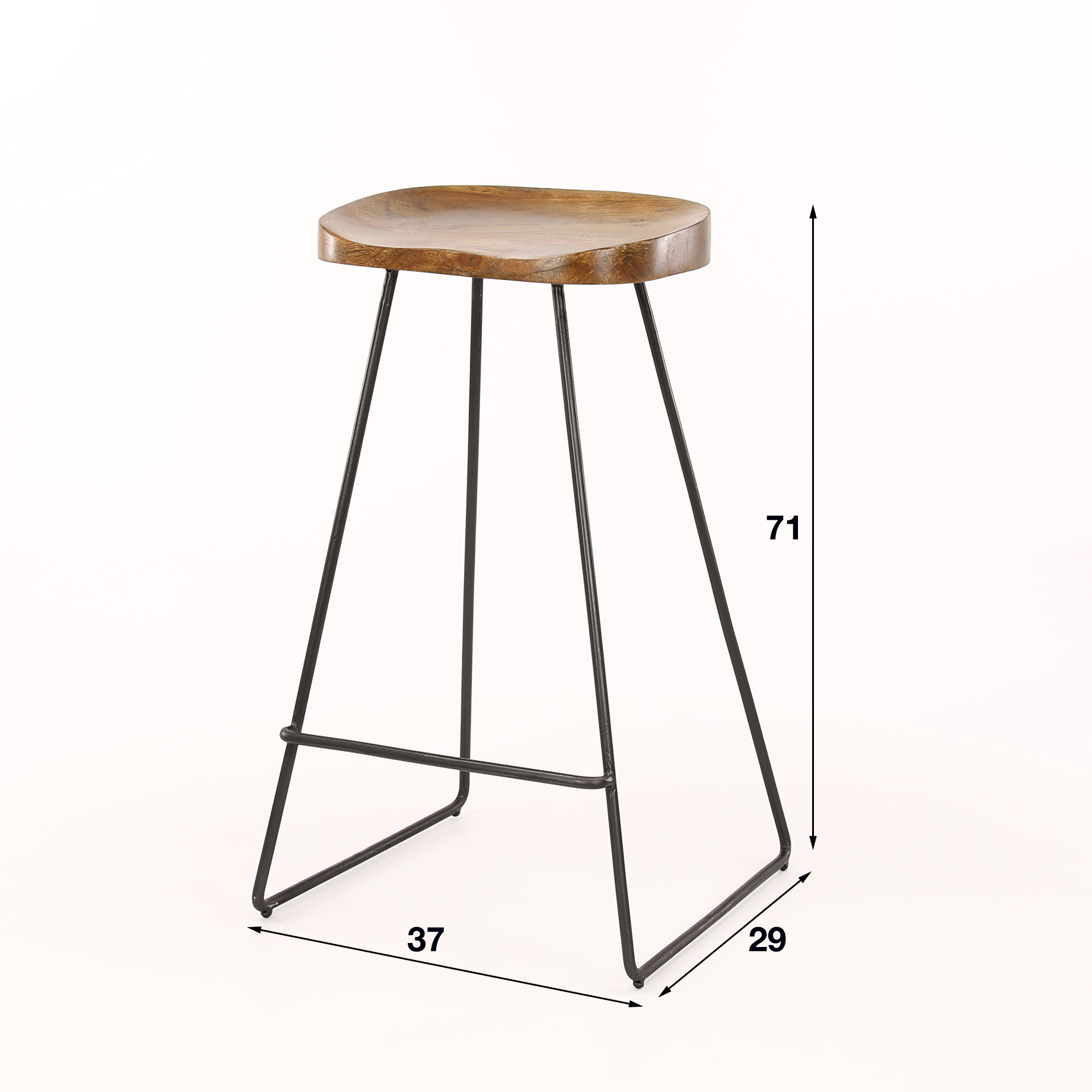 Taburete de bar Wooden Seat pack de 4 / Acacia maciza - Zijlstra