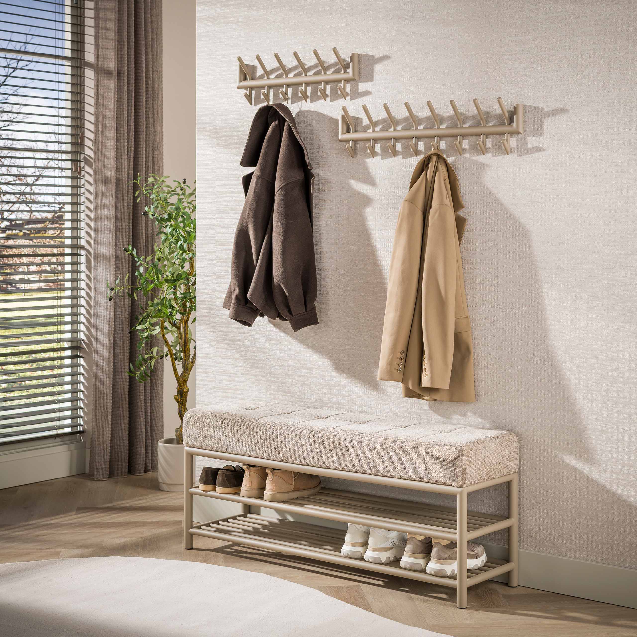 Kapstok Tubo 2x6 haken / Beige - Zijlstra