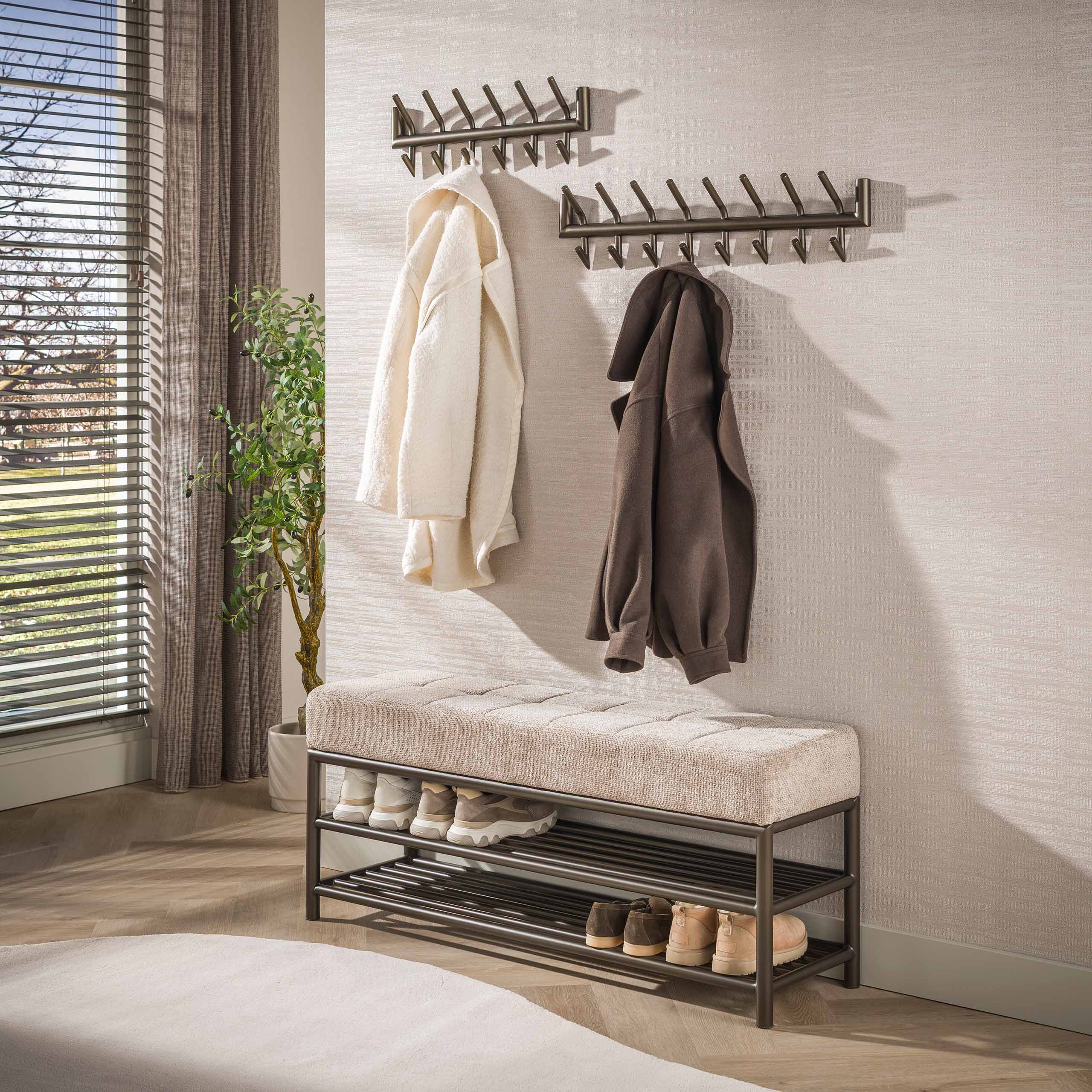 Tubo Coat Rack 2x6 Hooks / Drift Brown - Zijlstra