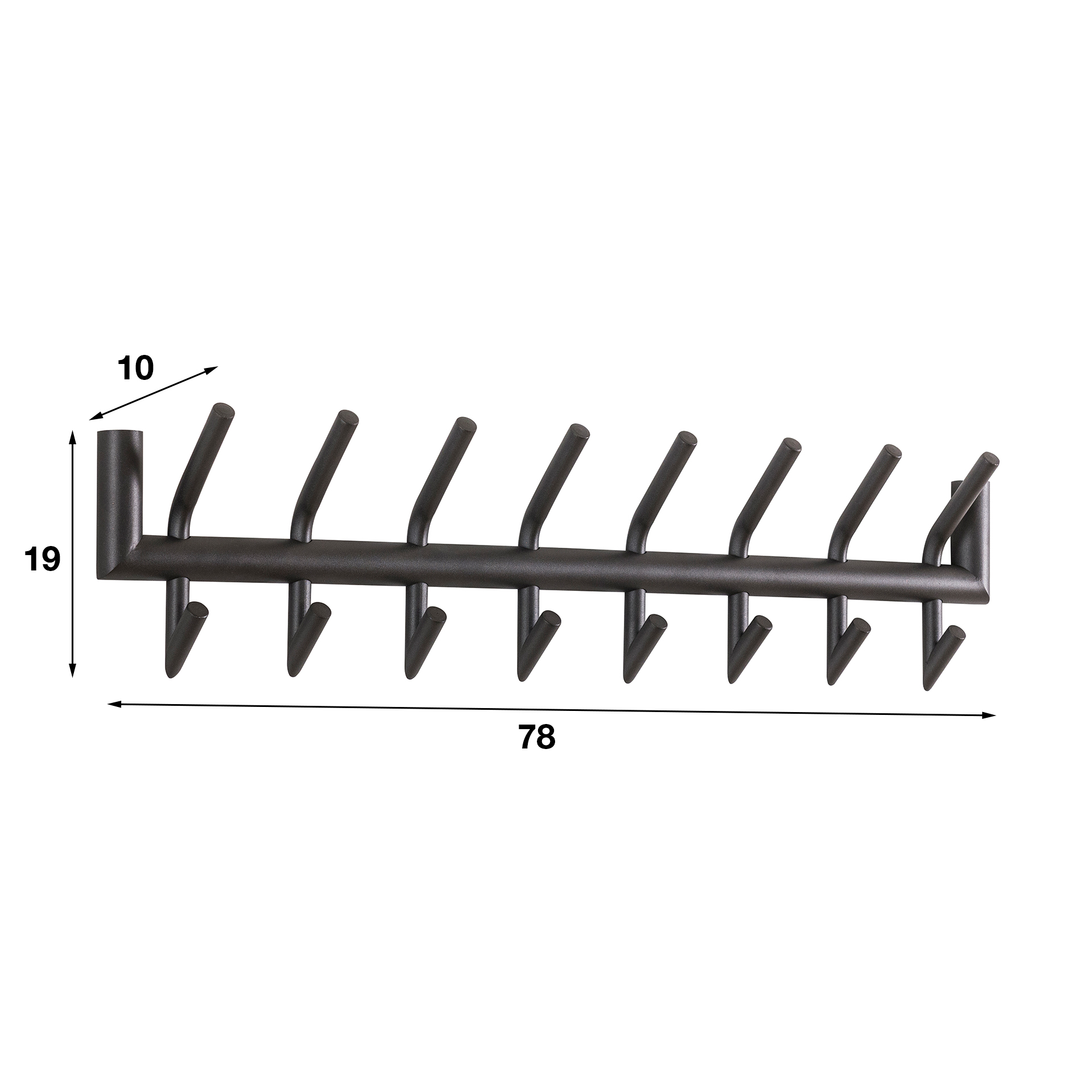 Garderobe Tubo 2x8 Haken / Matt dunkelgrau - Zijlstra