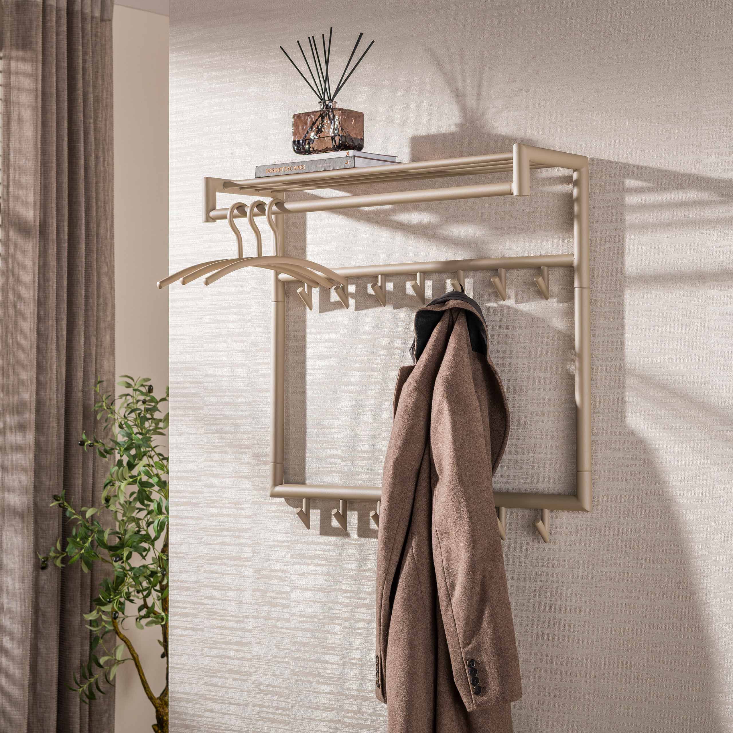 Kapstok Tubo hoog 2x7 haken / Beige - Zijlstra