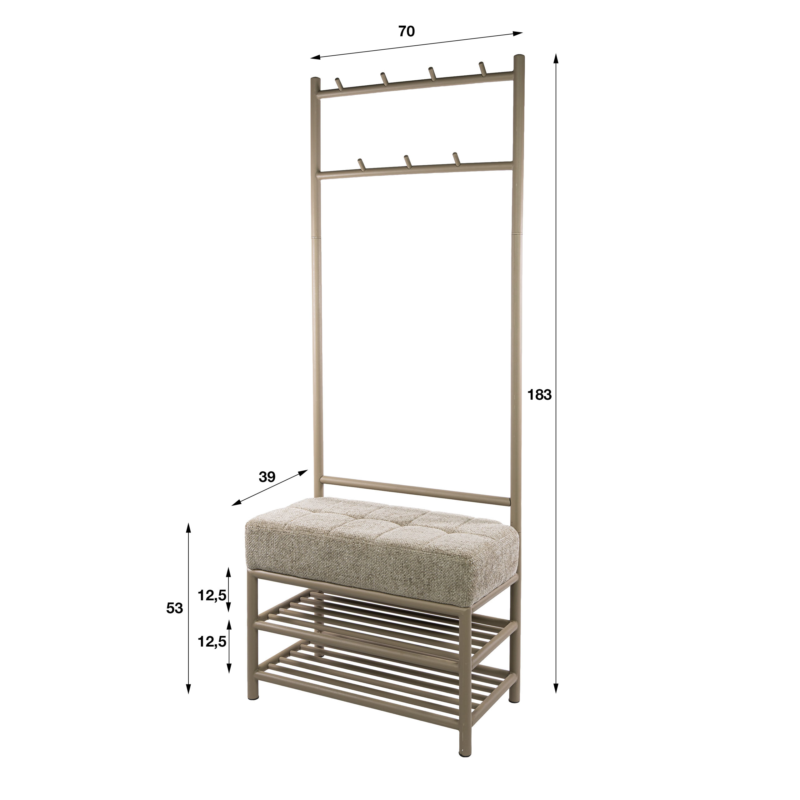 Garderobenbank Luno 100cm in Beige - Emmo Design