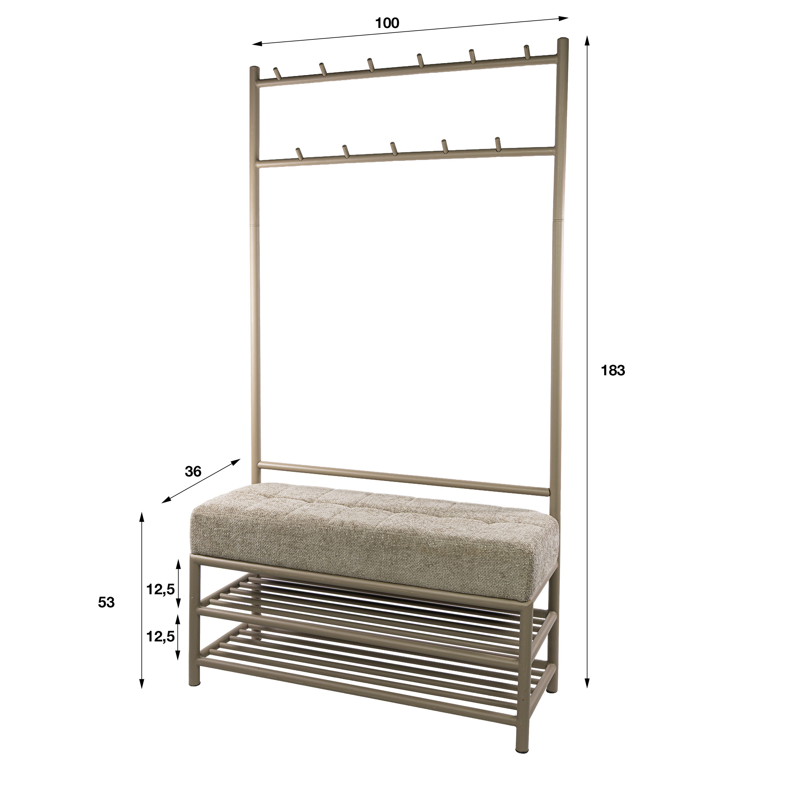 Garderobenbank Luno 100cm in Beige - Emmo Design