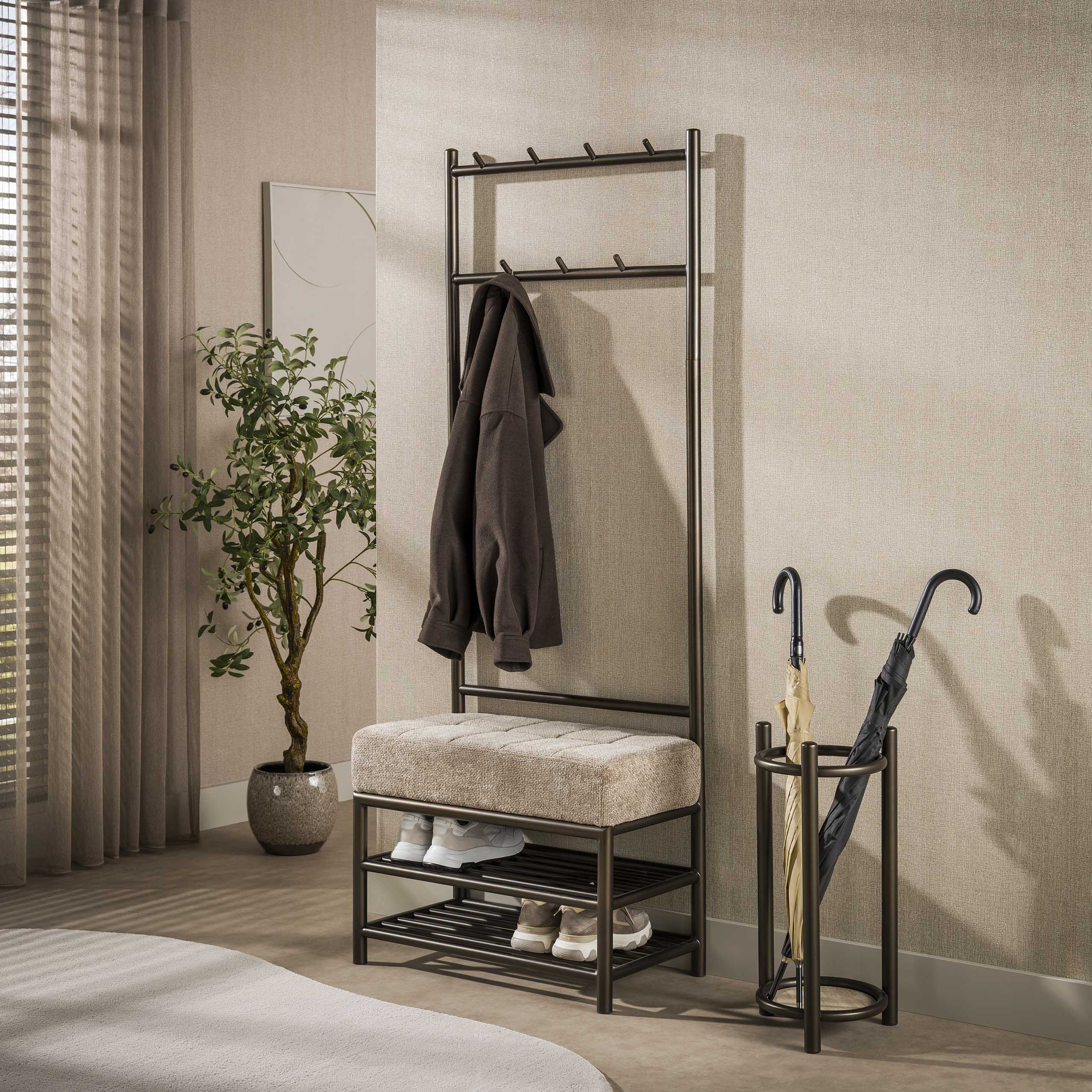 Garderobenbank Luno 100cm in Drift Brown - Emmo Design