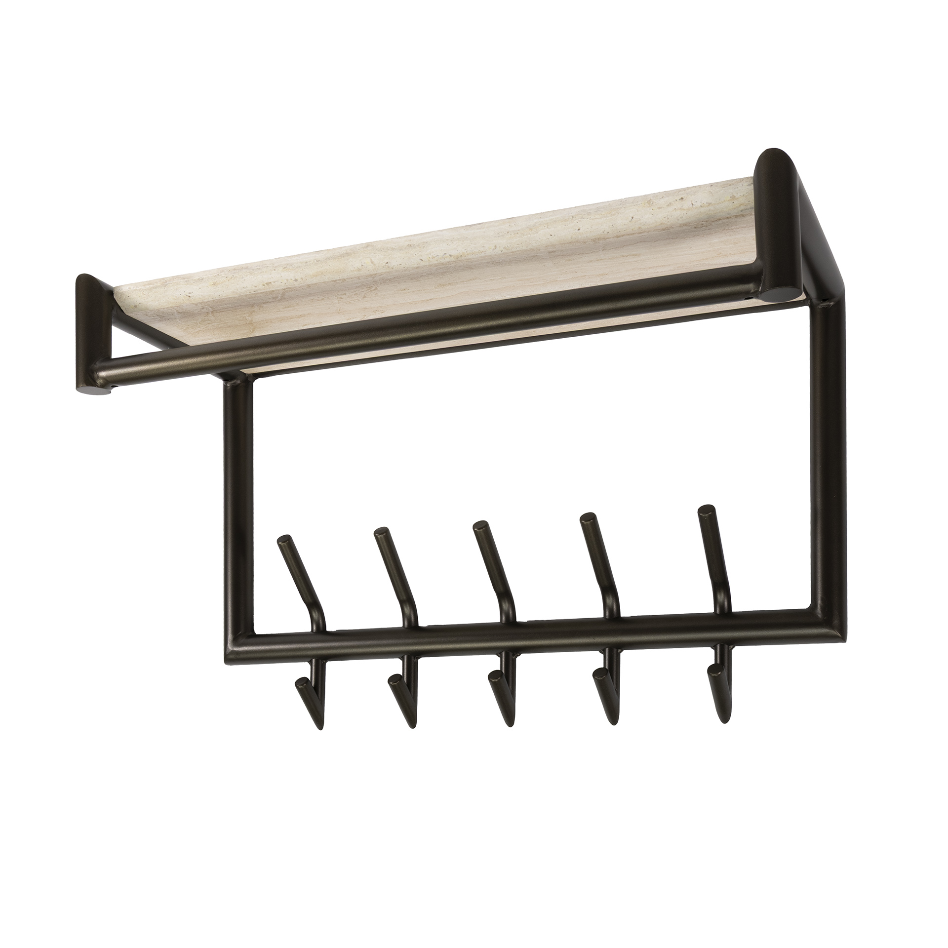 Perchero Terra con barra y estante para sombreros 2x5 ganchos / Melamine travertine - Zijlstra