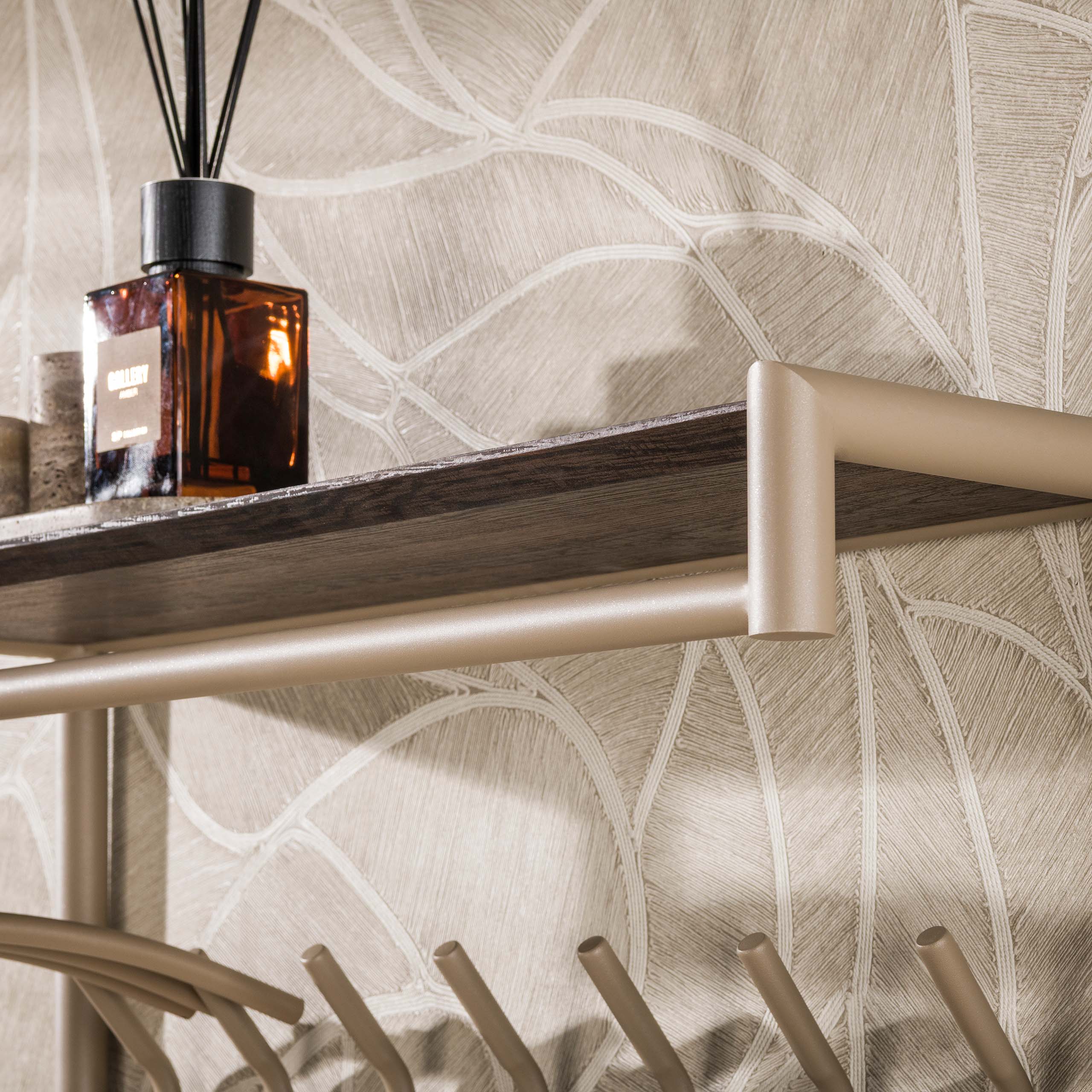 Kapstok Terra roede en hoedenplank 2x7 haken / Beige - Zijlstra