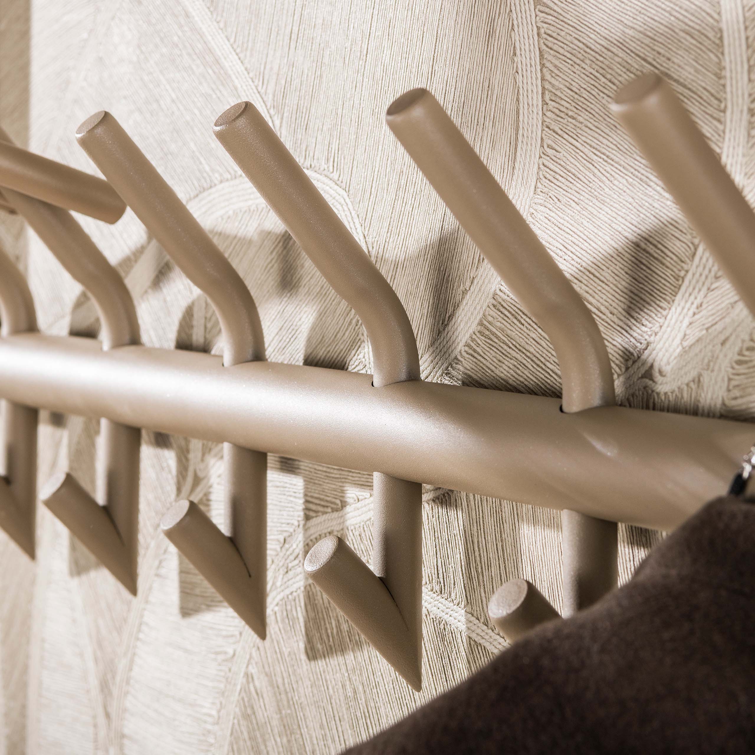 Kapstok Terra roede en hoedenplank 2x7 haken / Beige - Zijlstra