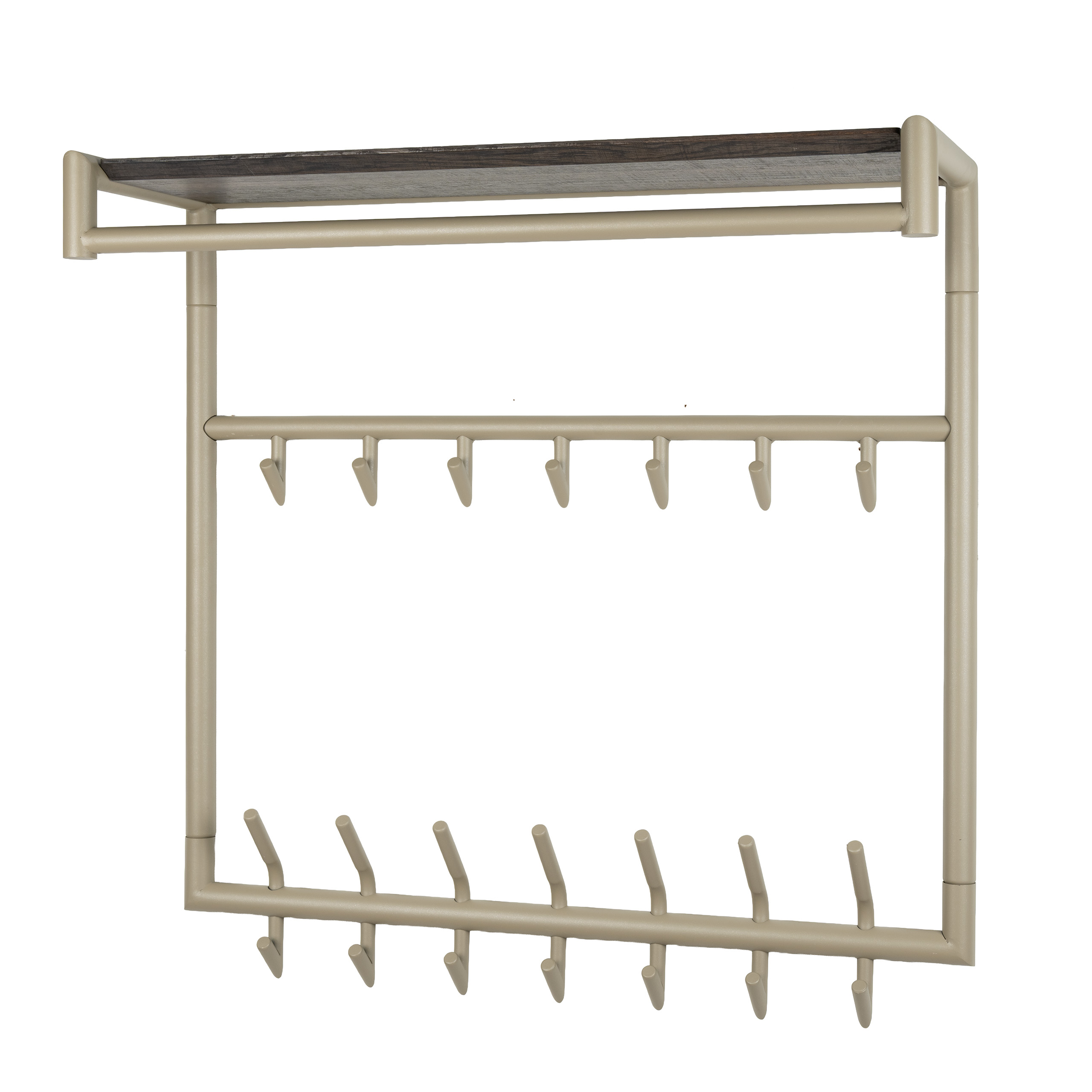 Perchero Terra alto con barra y estante para sombreros 3x7 ganchos / Beige - Zijlstra