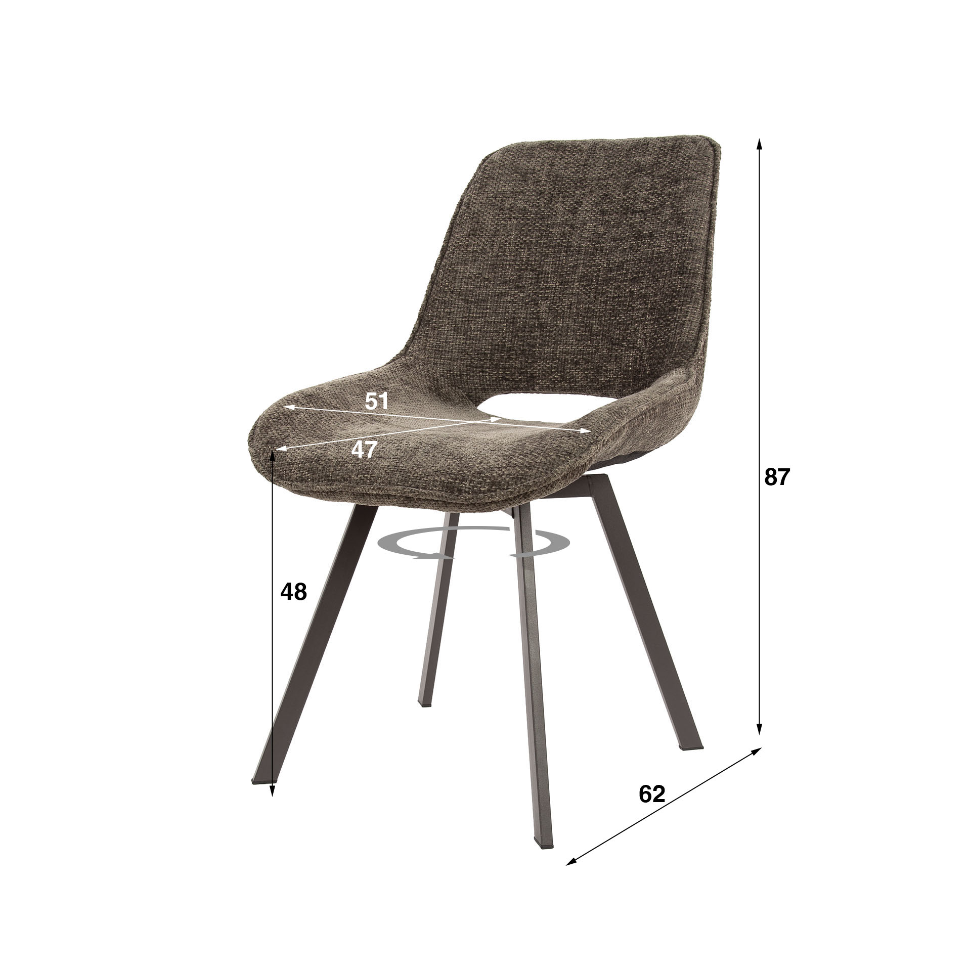 Stuhl Swivel draaibaar in Hoven Taupe (4er-Set) - Emmo Design