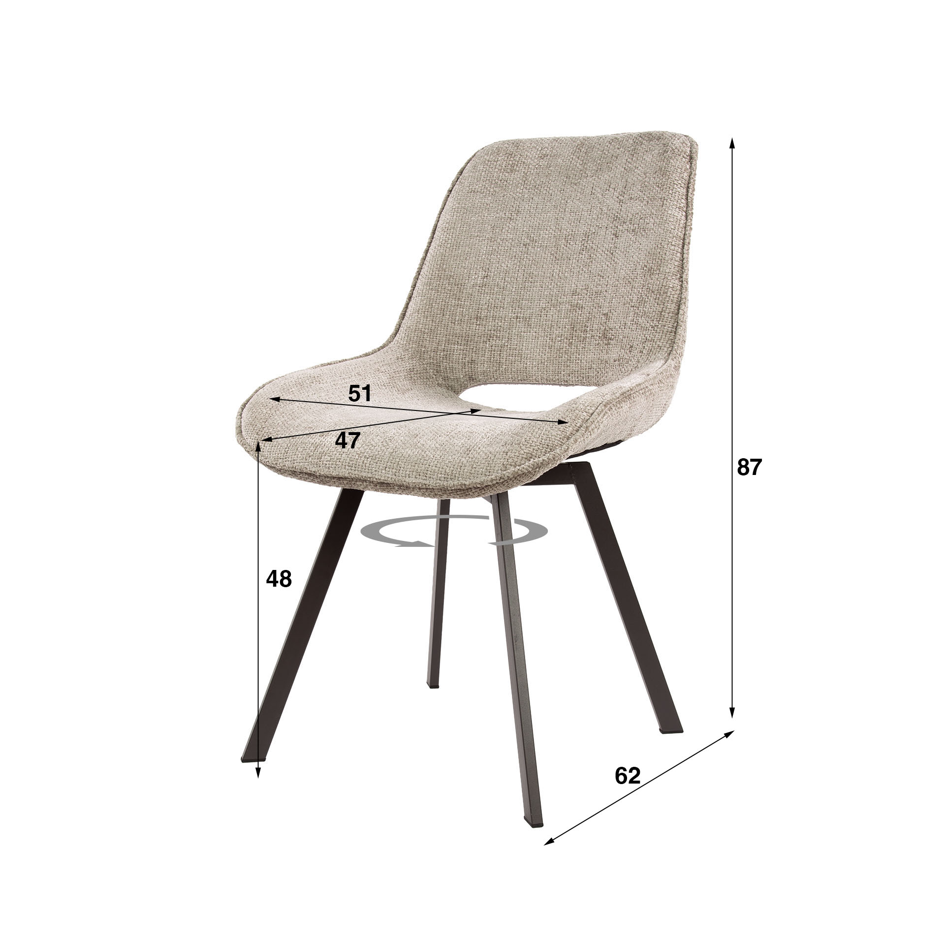 Stuhl Swivel draaibaar in Hoven Sand (4er-Set) - Emmo Design