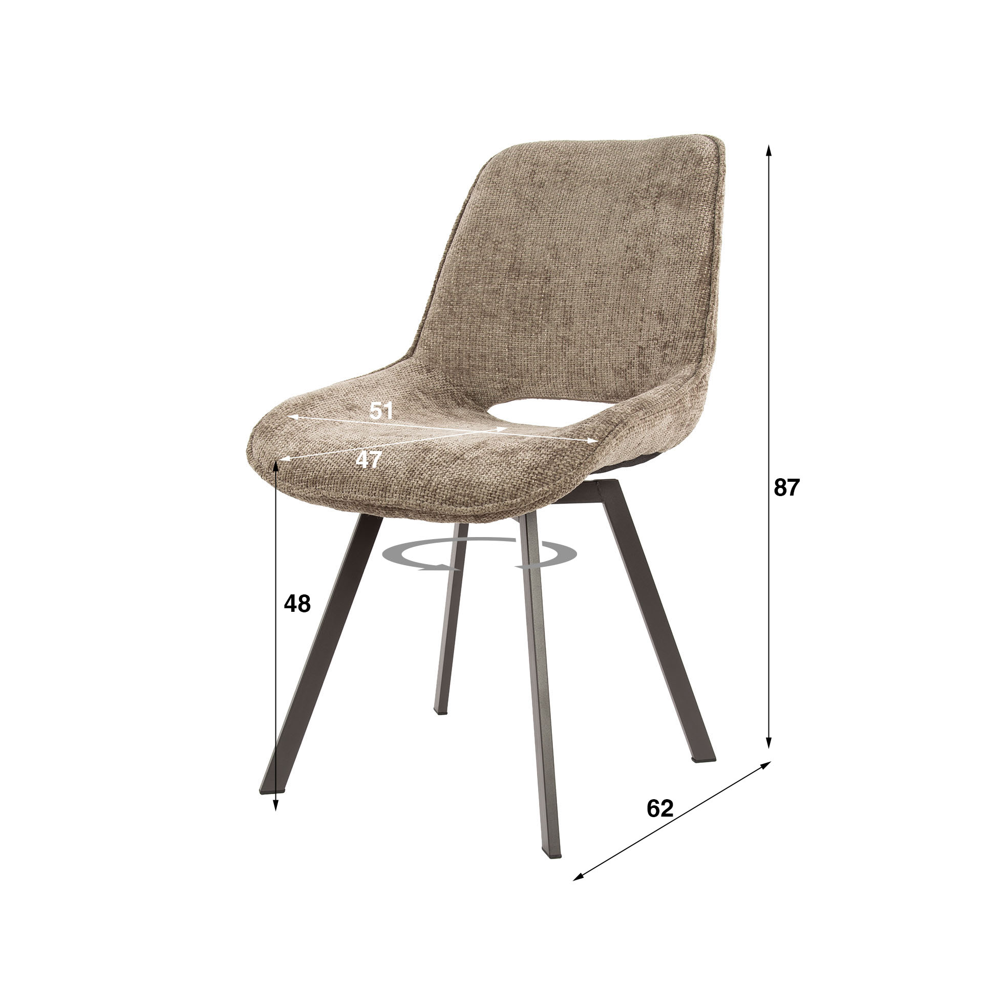 Stuhl Swivel draaibaar in Hoven Champagner (4er-Set) - Emmo Design