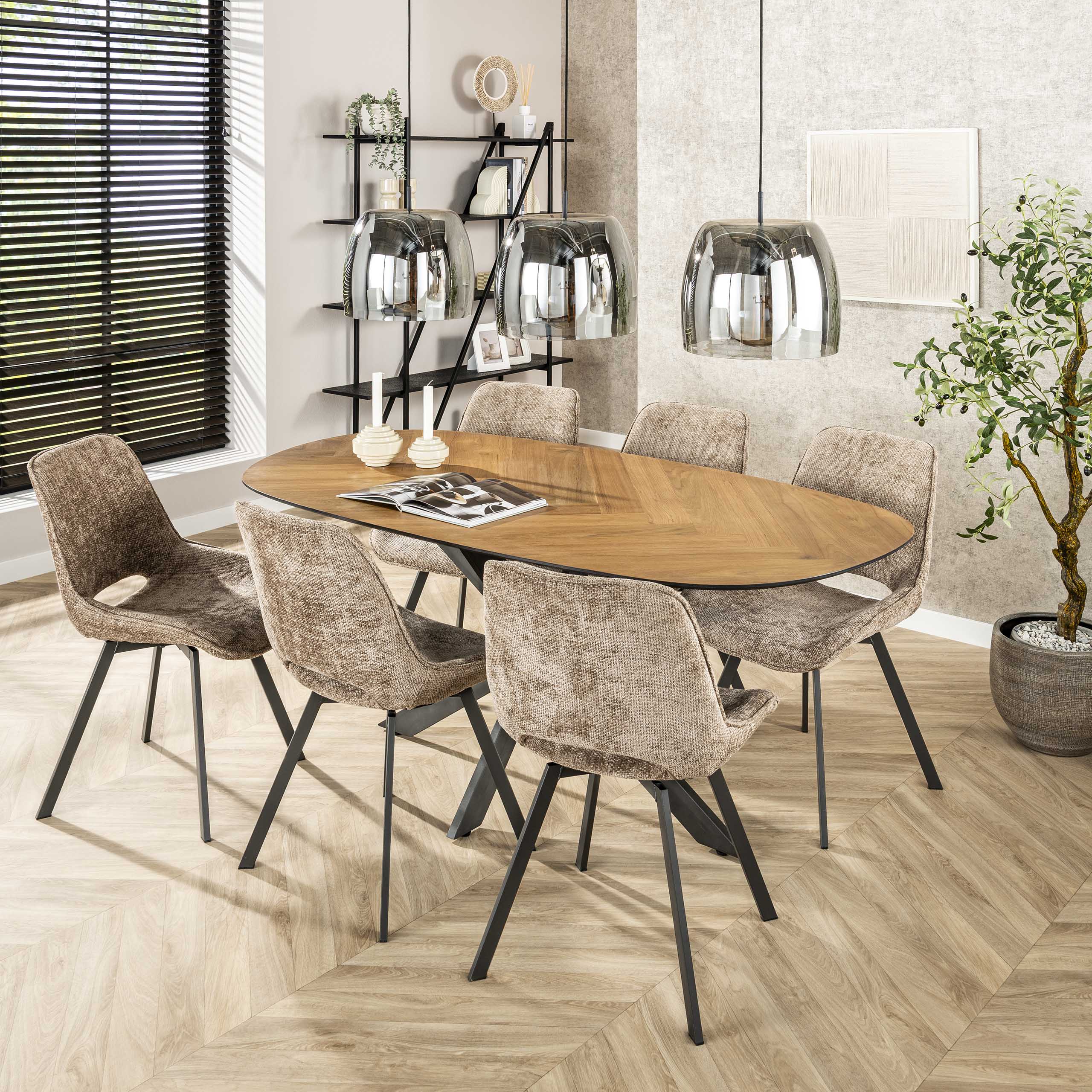 Stuhl Swivel draaibaar in Hoven Champagner (4er-Set) - Emmo Design