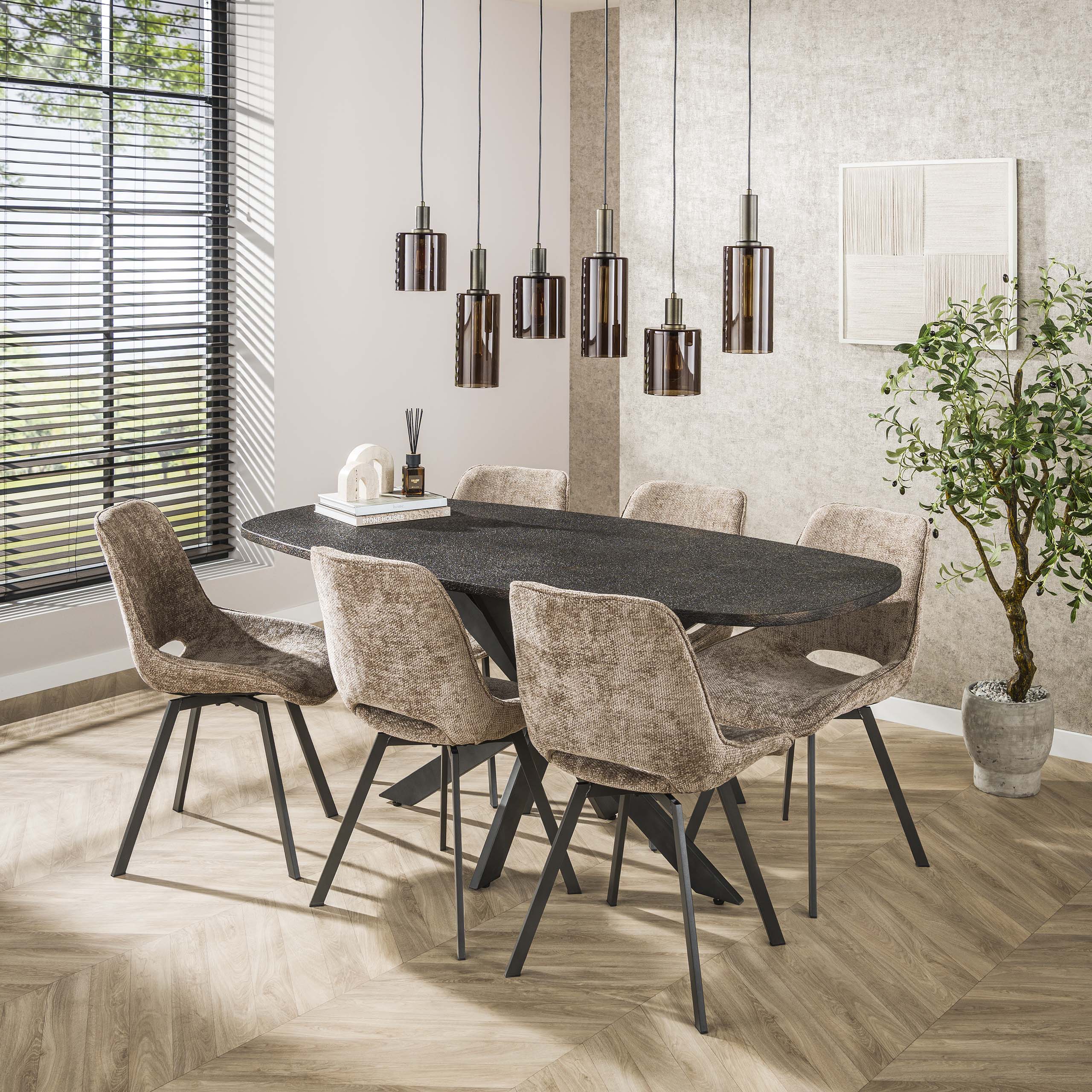 Stuhl Swivel draaibaar in Hoven Champagner (4er-Set) - Emmo Design