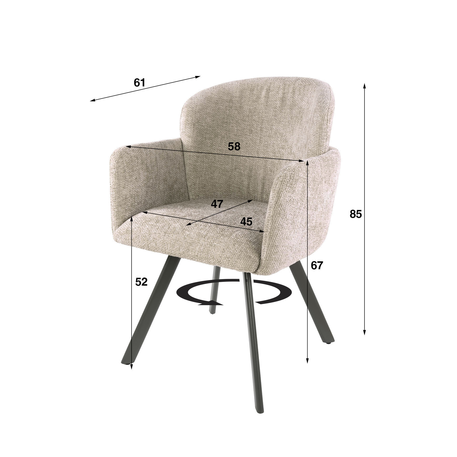 Drehbarer Armlehnstuhl Embrace in Hoven Sand (2er-Set) - Emmo Design