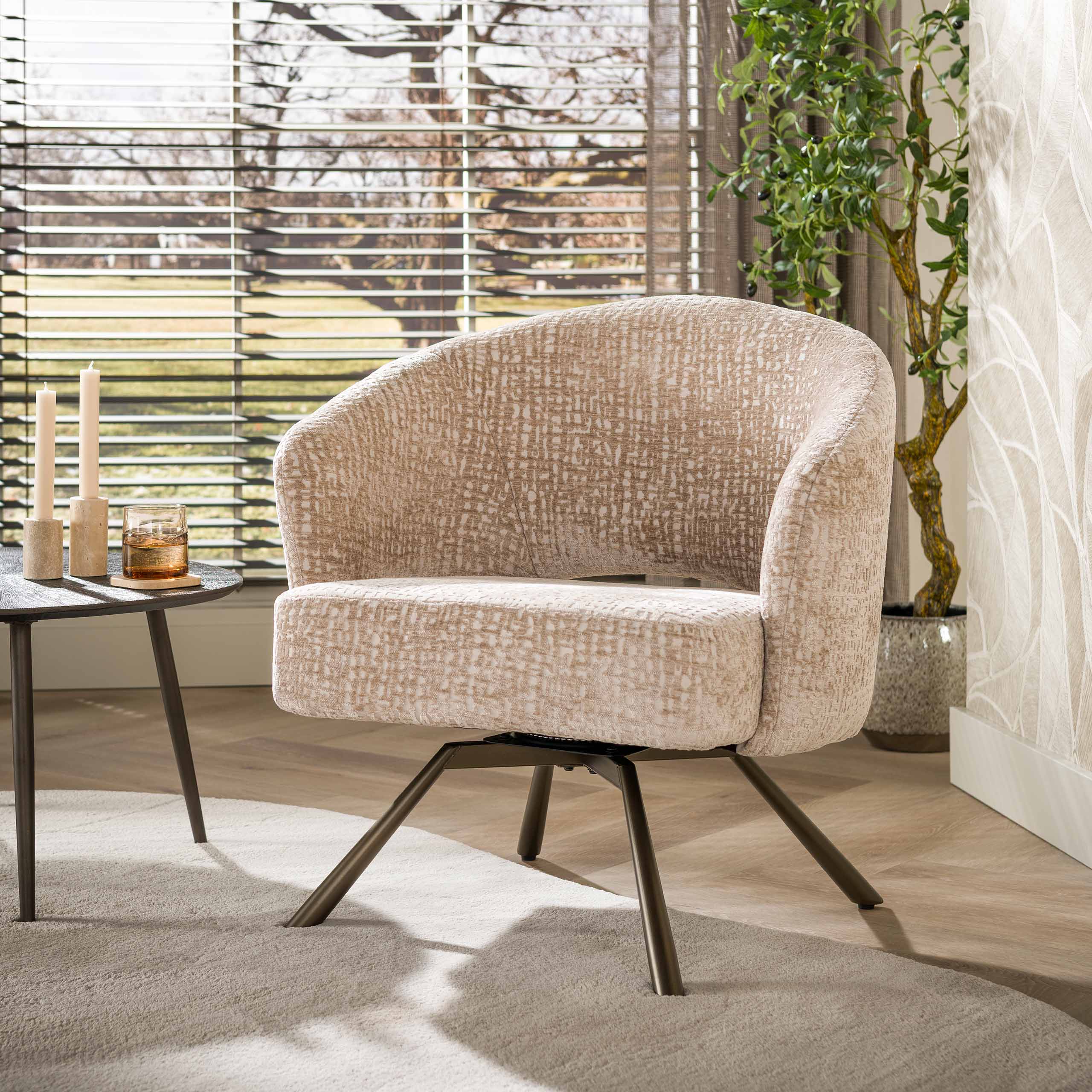 Sessel Salon Cross drehbar / Monti sand-braun - Zijlstra