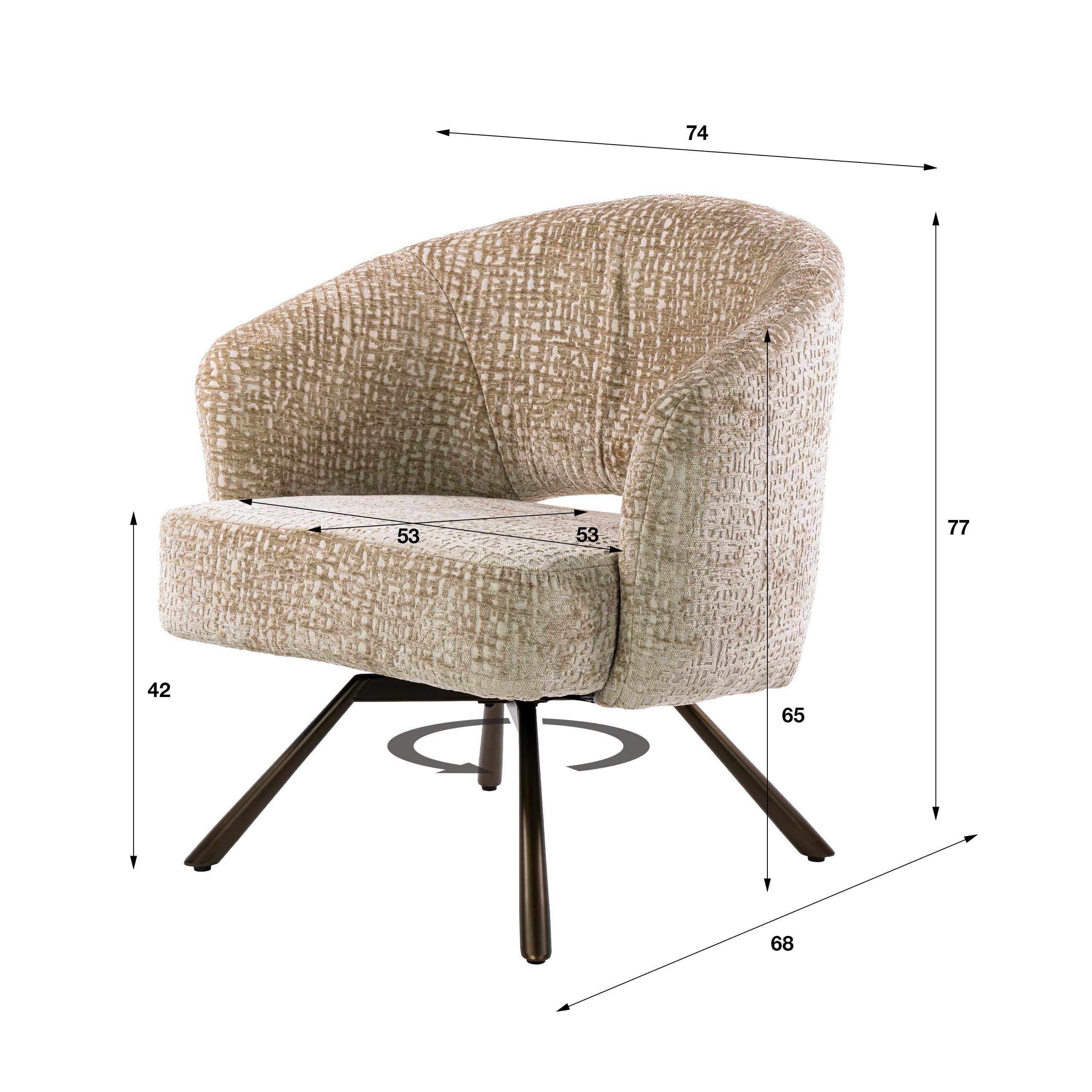 Sessel Salon Cross drehbar / Monti sand-braun - Zijlstra