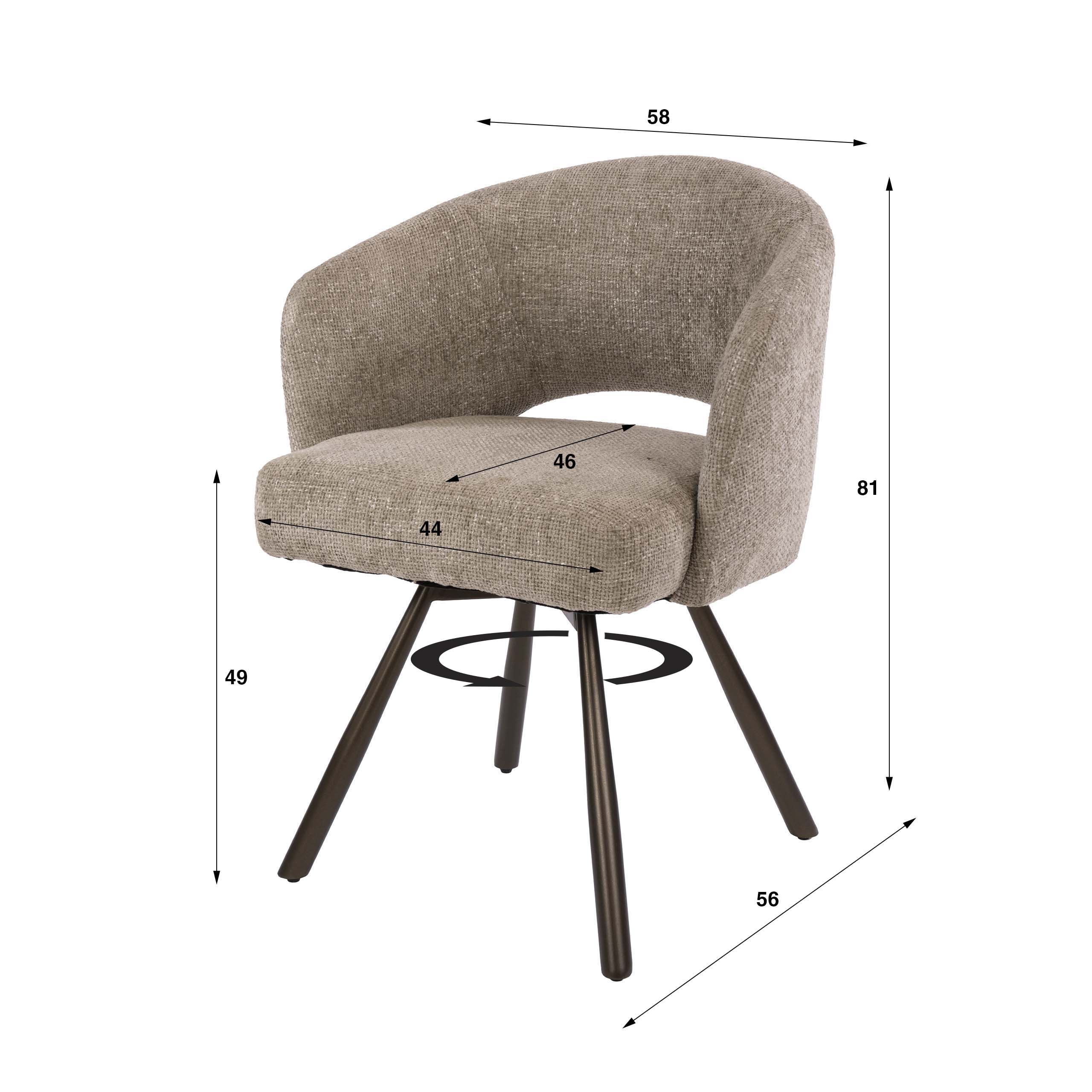 Drehbarer Armlehnstuhl Salon Cross in Cargo Sand-Braun (2er-Set) - Emmo Design