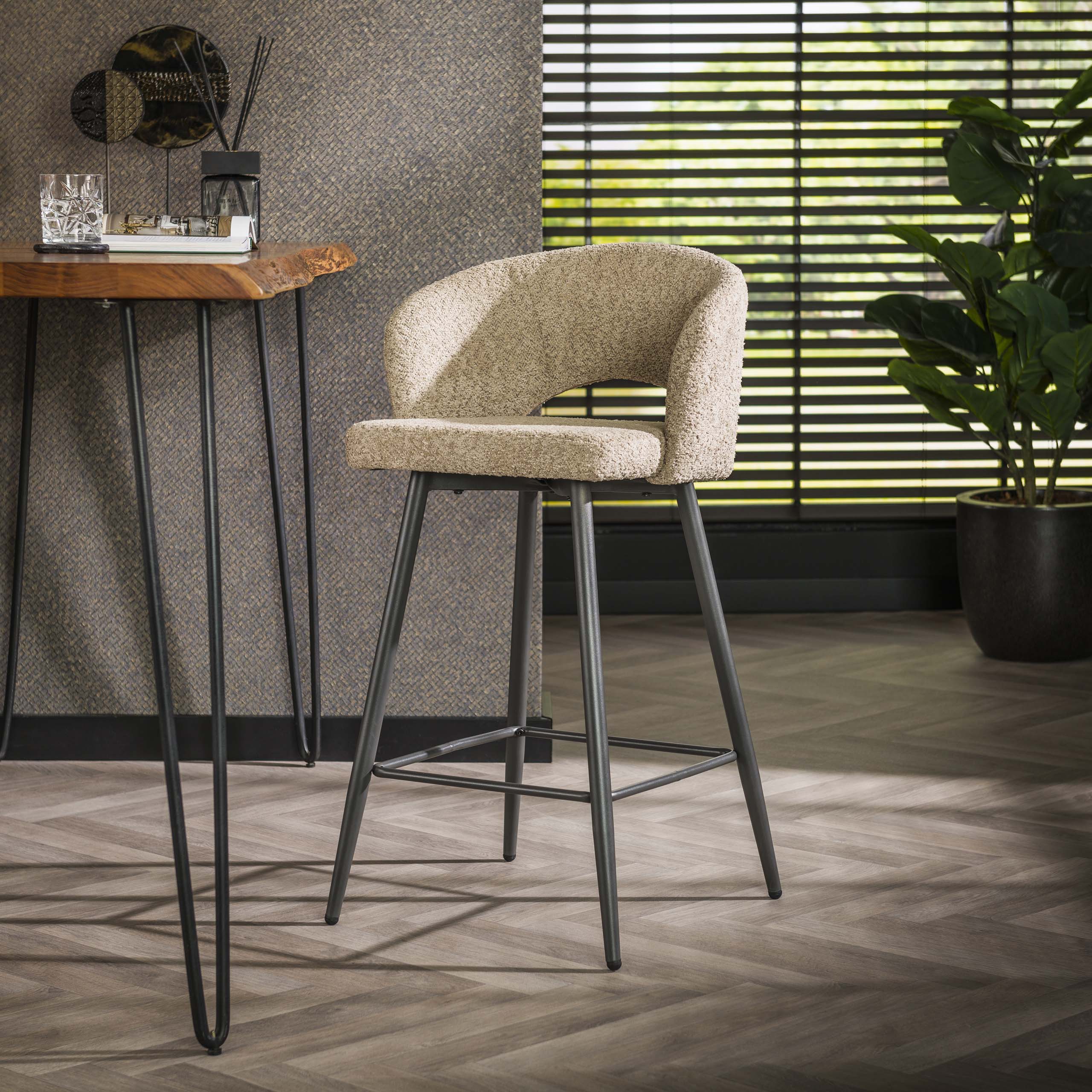 Barhocker Salon 2er-Set / Bouclé Sand - Zijlstra