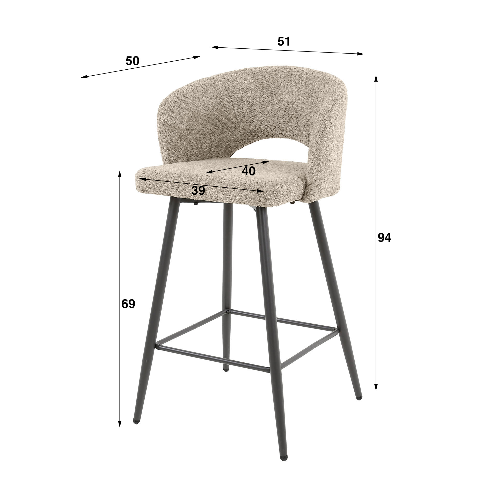 Barstoel Salon verpakt per 2 / Bouclé zand - Zijlstra