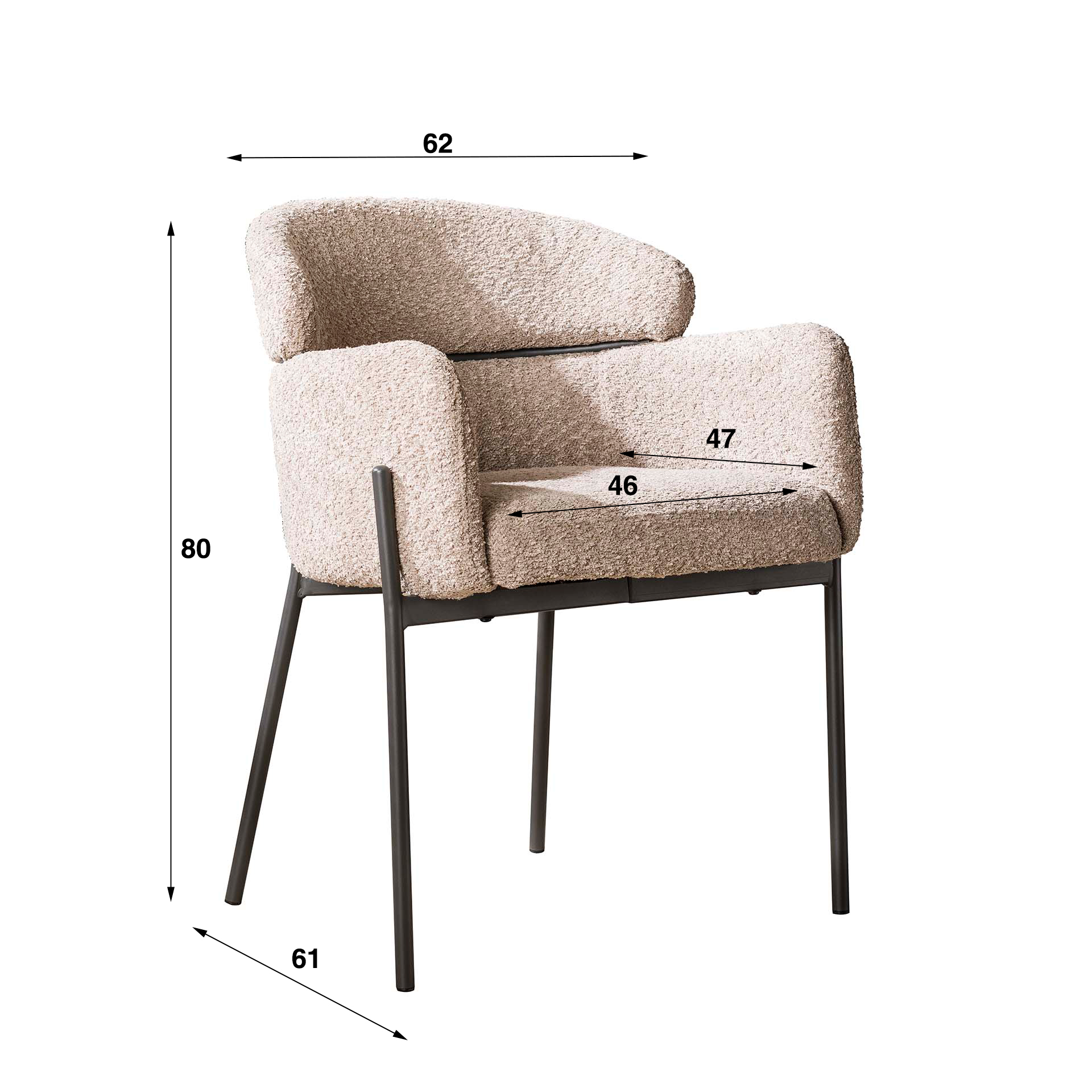 Armlehnstuhl Curva 2er-Set / Bouclé Sand - Zijlstra