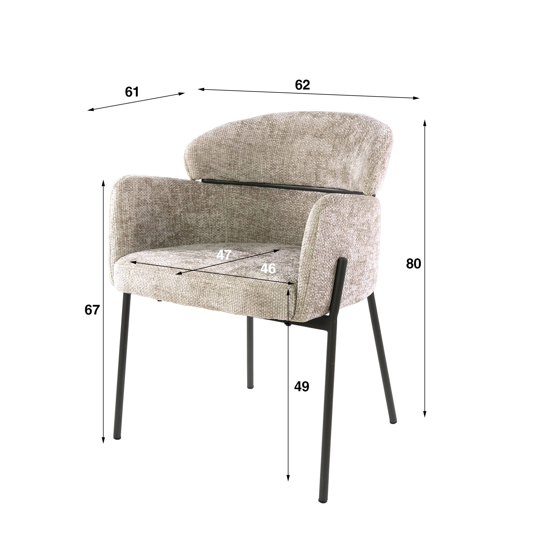 Armlehnstuhl Curva in Hoven Sand (2er-Set) - Emmo Design