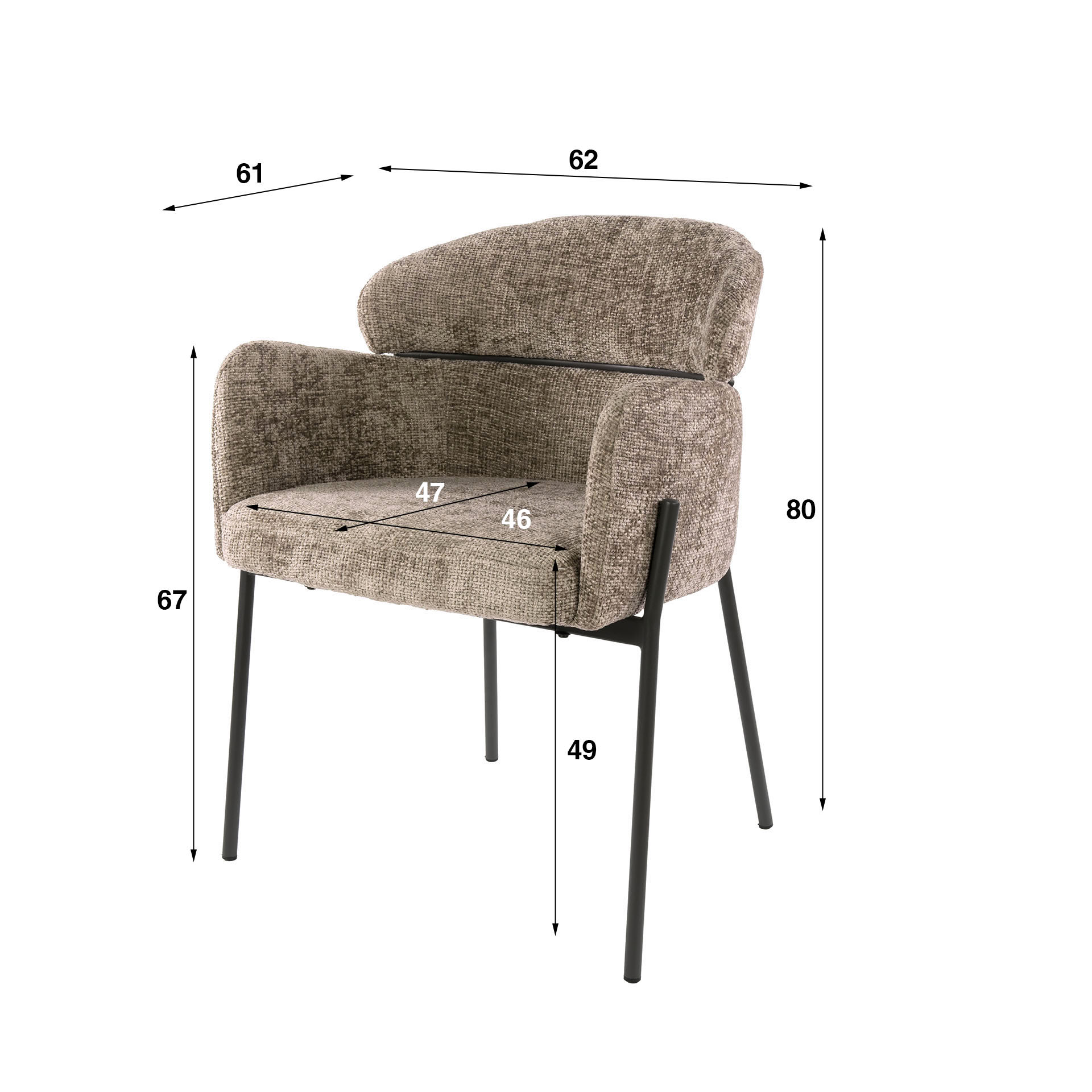 Armlehnstuhl Curva in Hoven Champagner (2er-Set) - Emmo Design