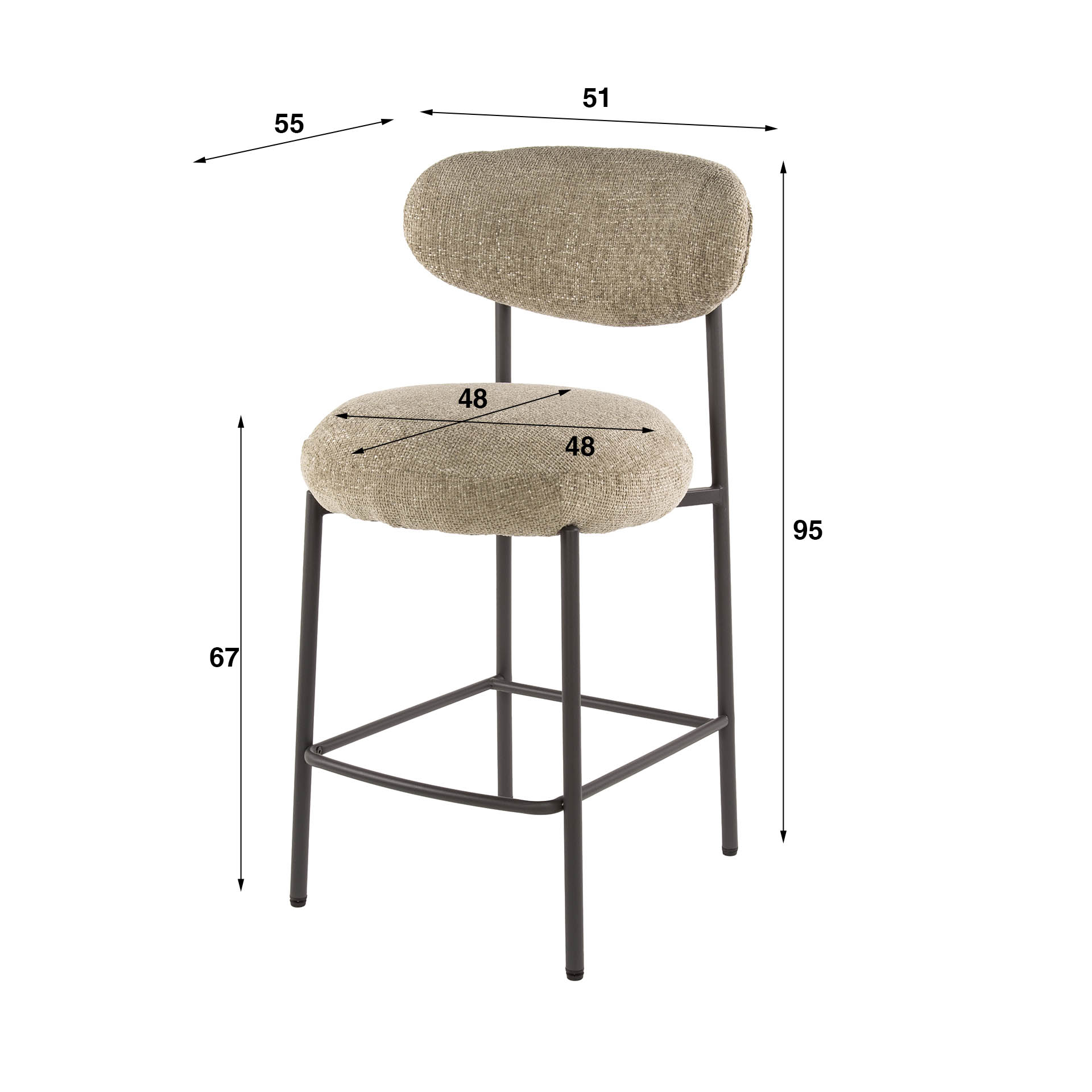 Barstuhl Round in Cargo Sand (2er-Set) - Emmo Design