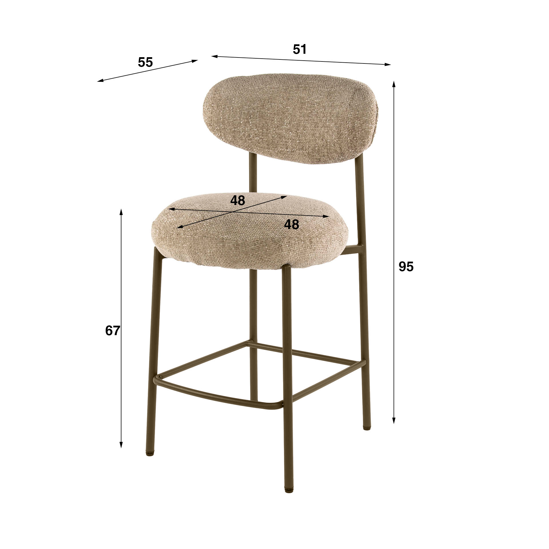 Barstuhl Round in Cargo Sand-Braun (2er-Set) - Emmo Design