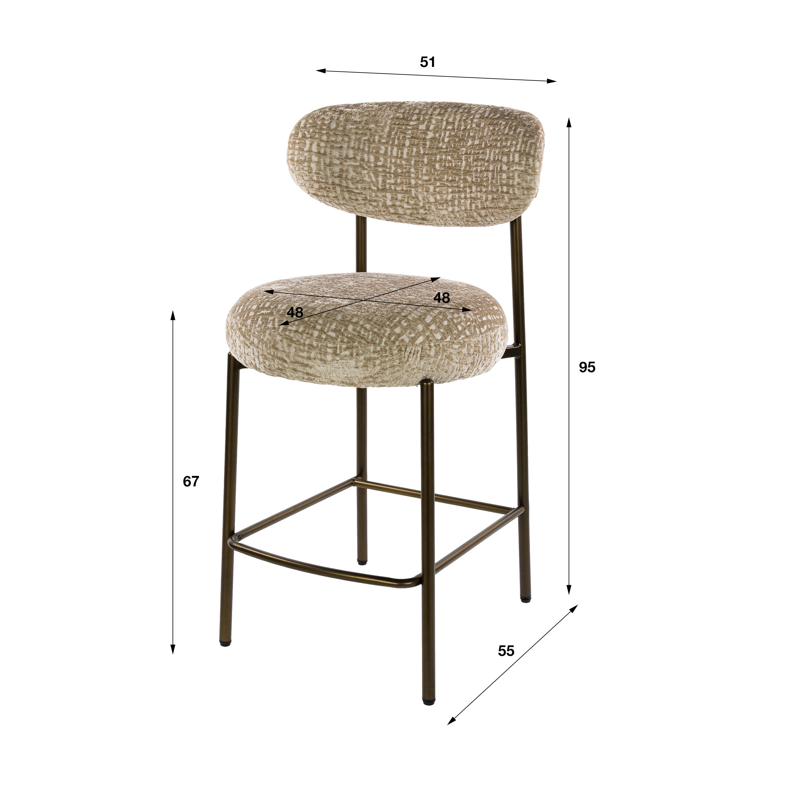 Barstuhl Round (2er-Set) in Monti Sand-Braun - Emmo Design