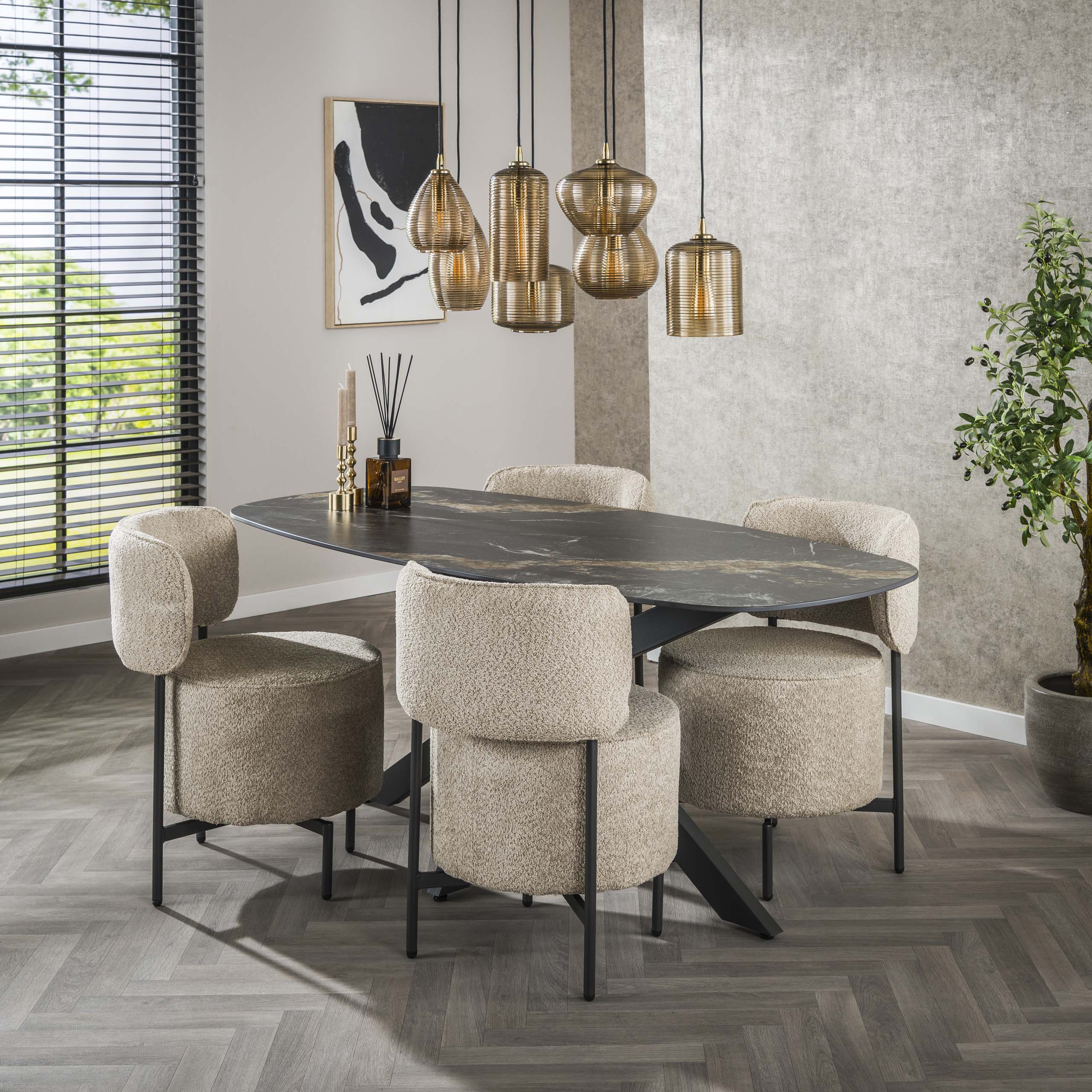 Esstisch Spider Dänisch Oval 180cm in Keramik Fossil Black (Keramiek fossil black) - Emmo Design