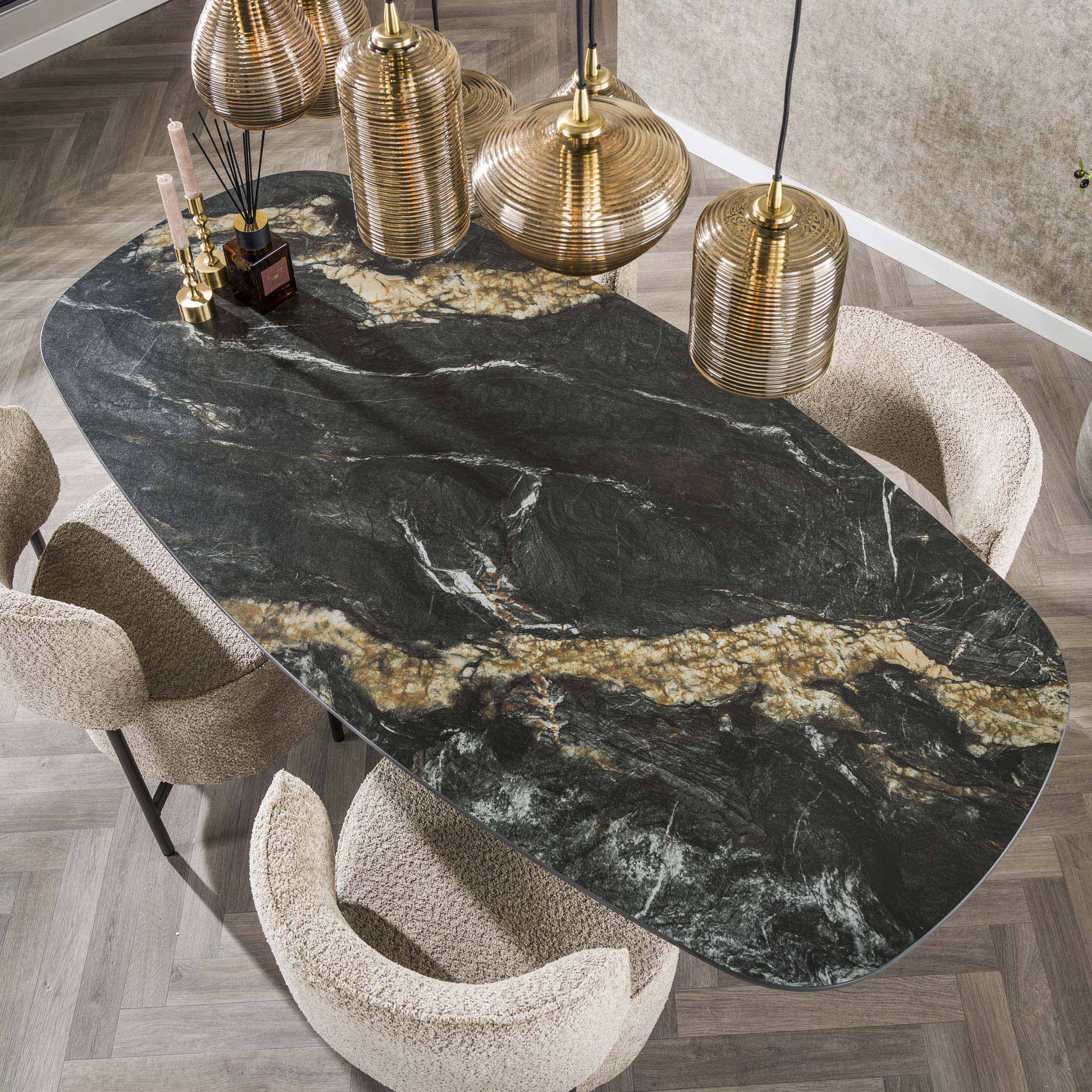 Eettafel Spider deens ovaal 180cm / Keramiek fossil black - Zijlstra