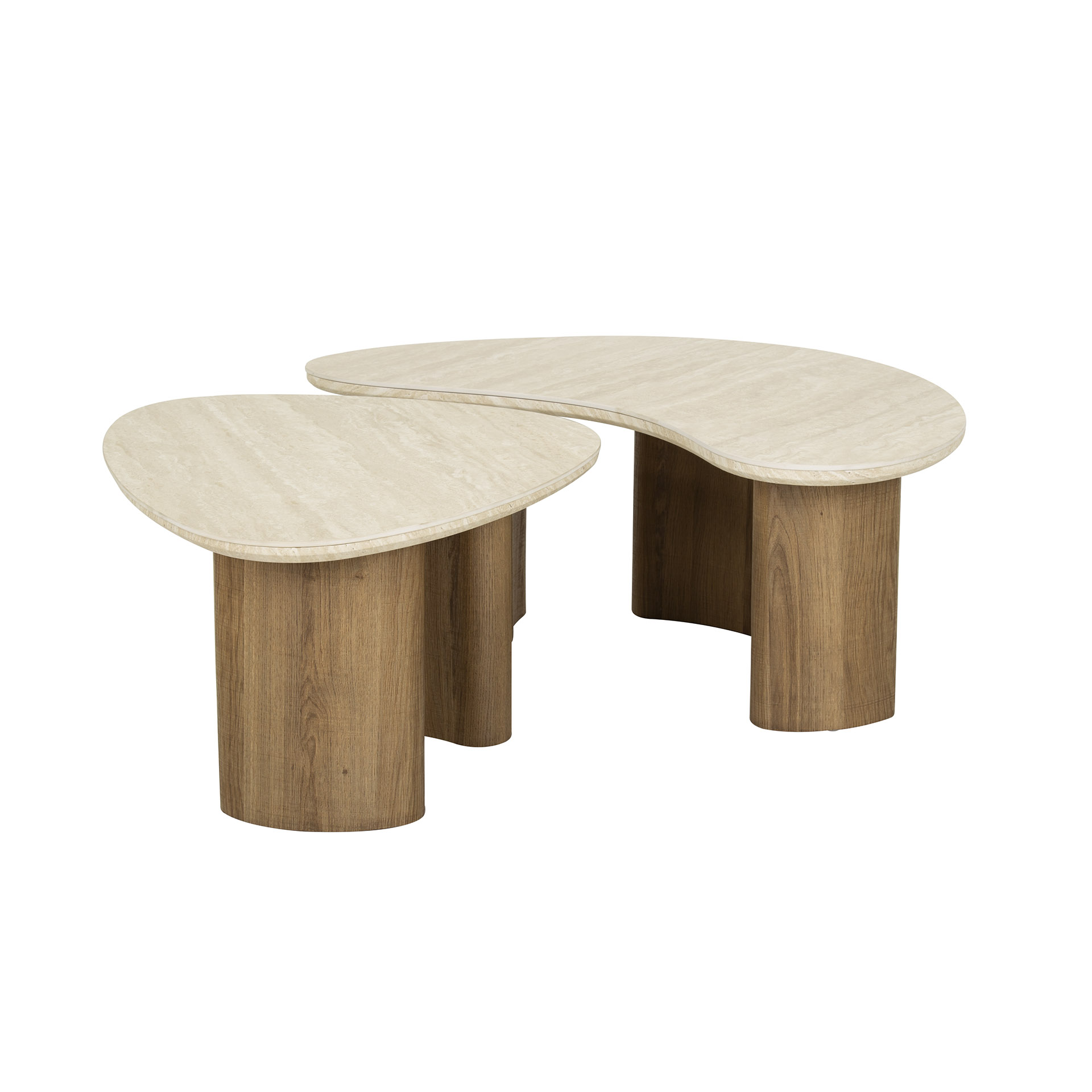 Organisches Couchtisch-Set Romano (2-teilig) in Keramik Travertin (Keramiek travertin) - Emmo Design