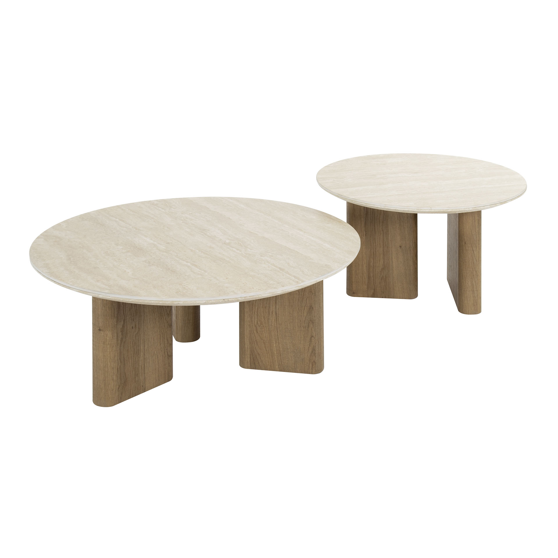Salontafel Romano rond set van 2 / Keramiek travertin - Zijlstra