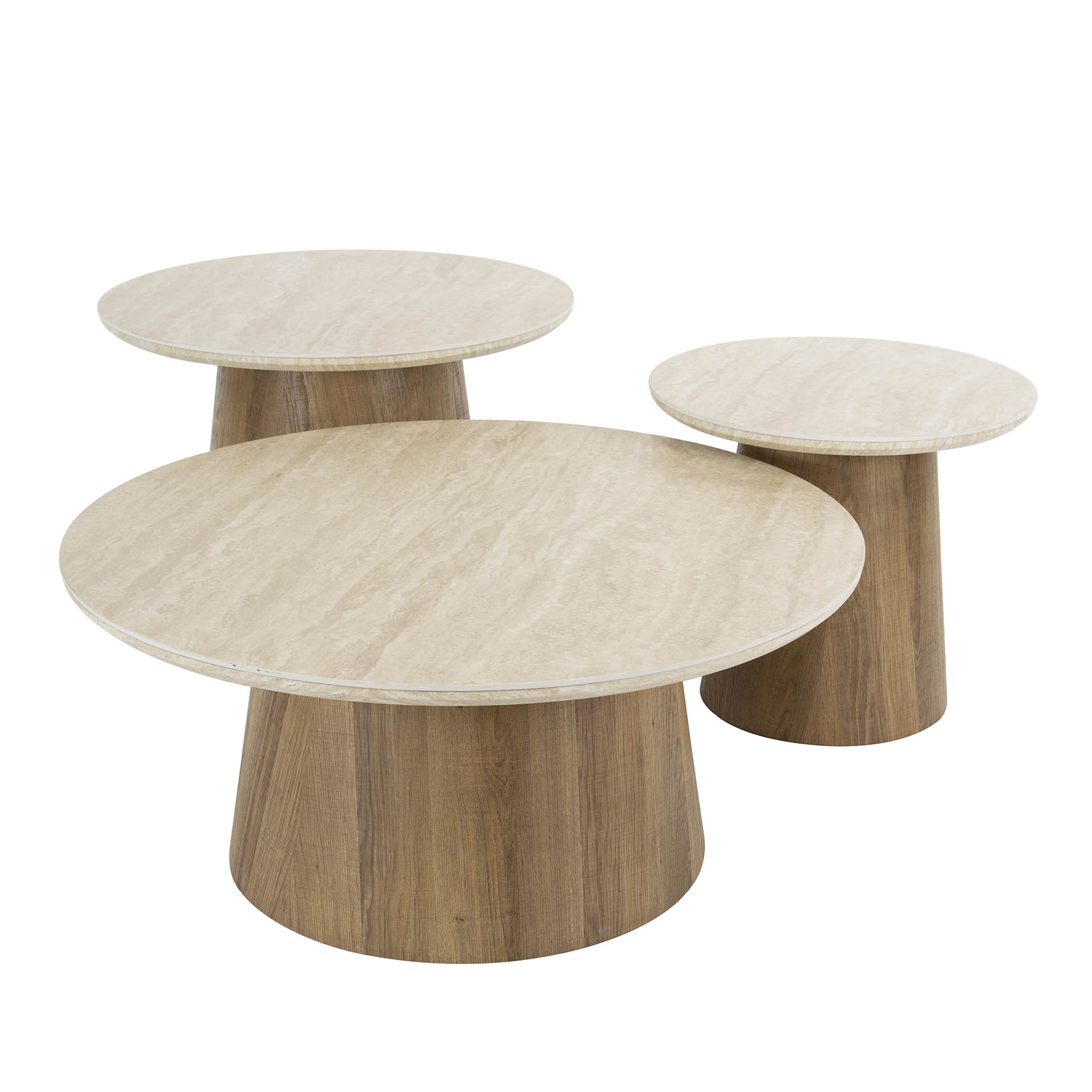 Salontafel Romano rond set van 3 / Keramiek travertin - Zijlstra