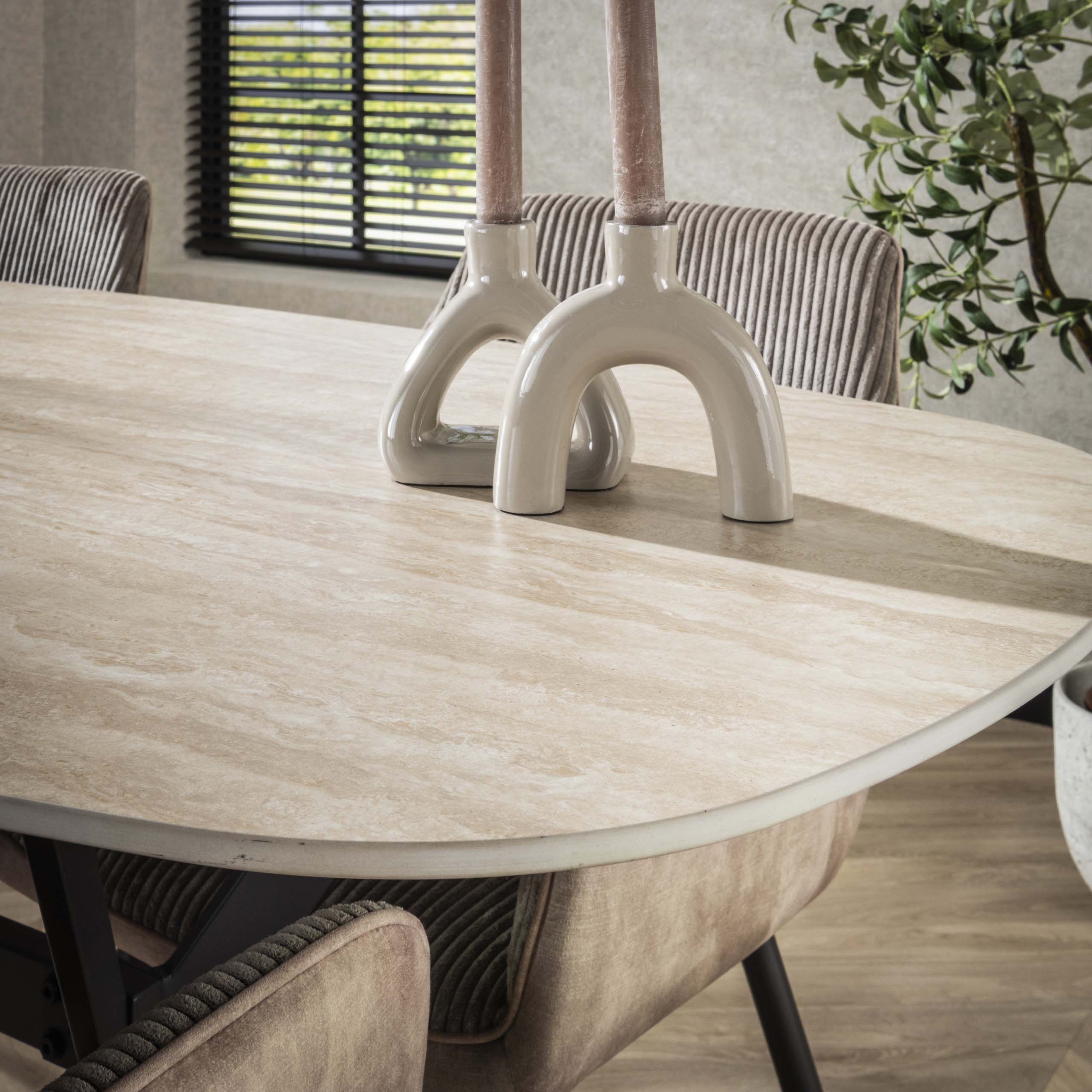 Eettafel Romano deens ovaal 180cm / Keramiek travertin - Zijlstra