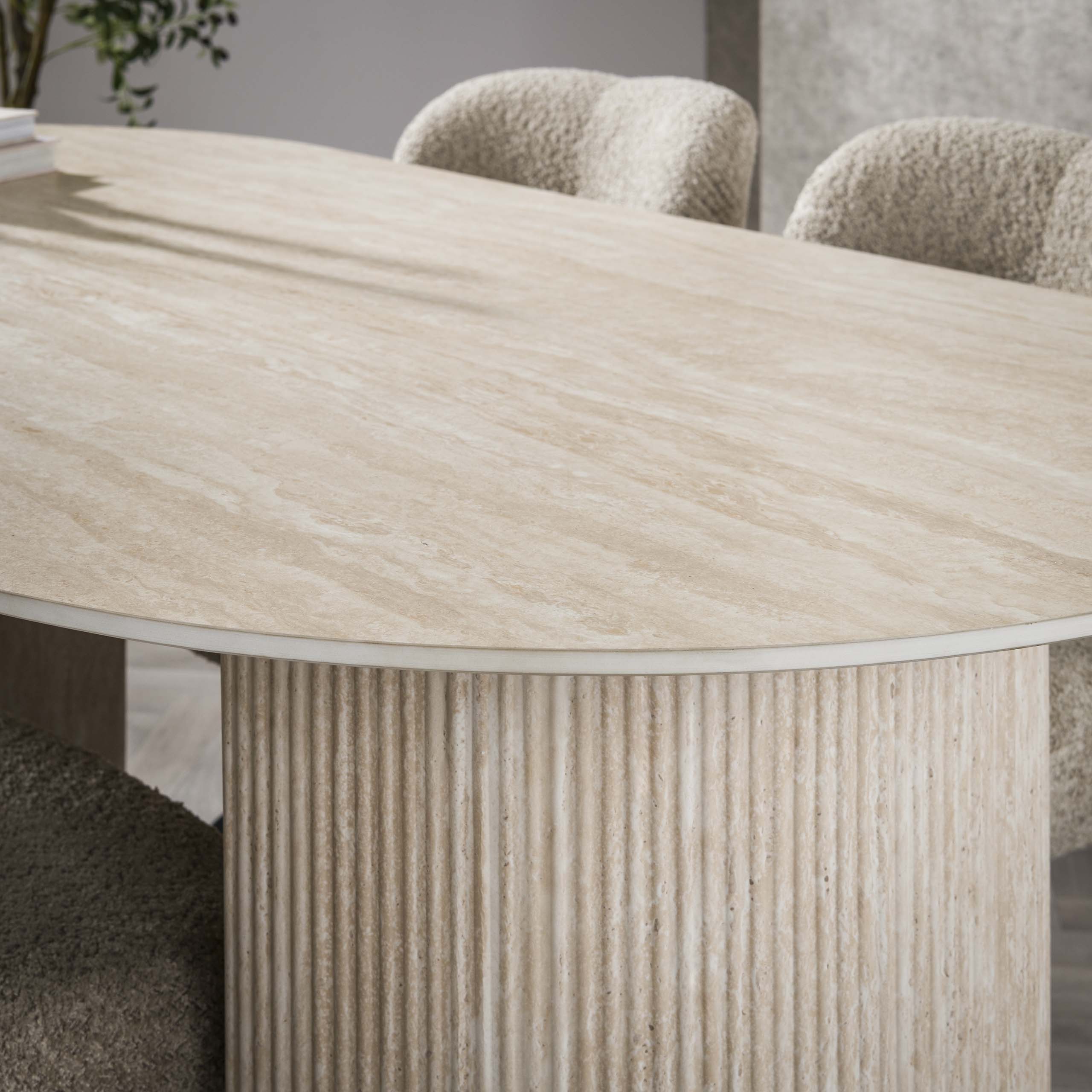 Eettafel Romano Arch plat ovaal 180cm / Keramiek travertin - Zijlstra