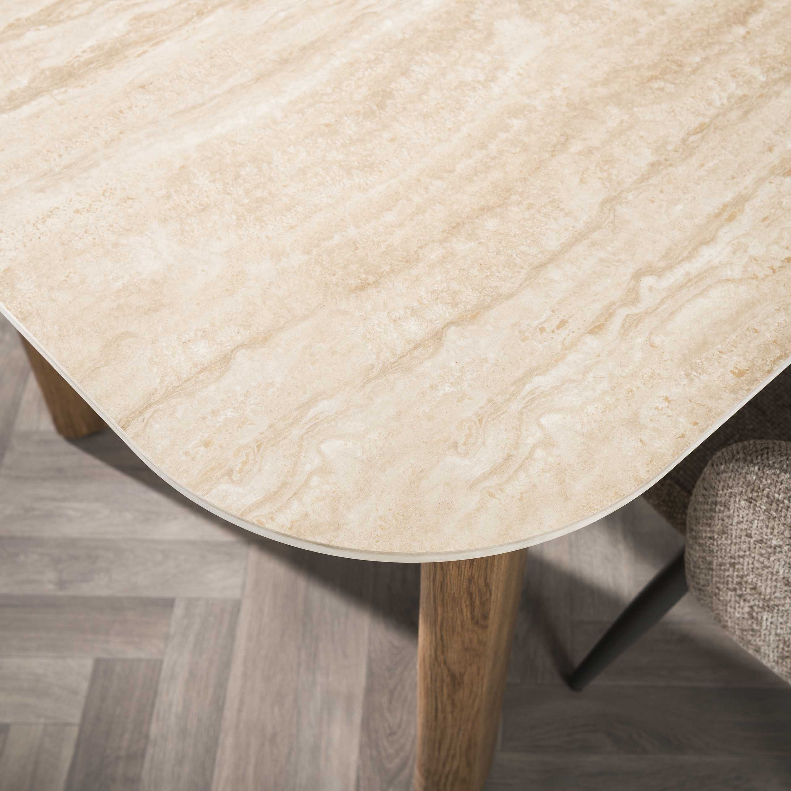 Eettafel Romano Curvo 180cm / 3D keramiek travertin - Zijlstra