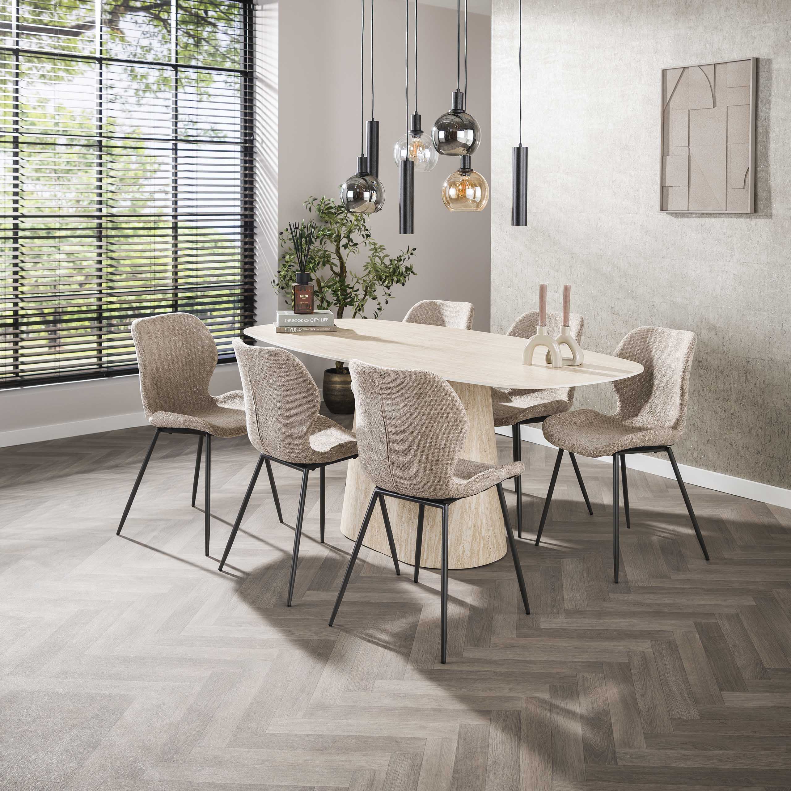 Eettafel Centro deens ovaal 180cm / Keramiek travertin - Zijlstra