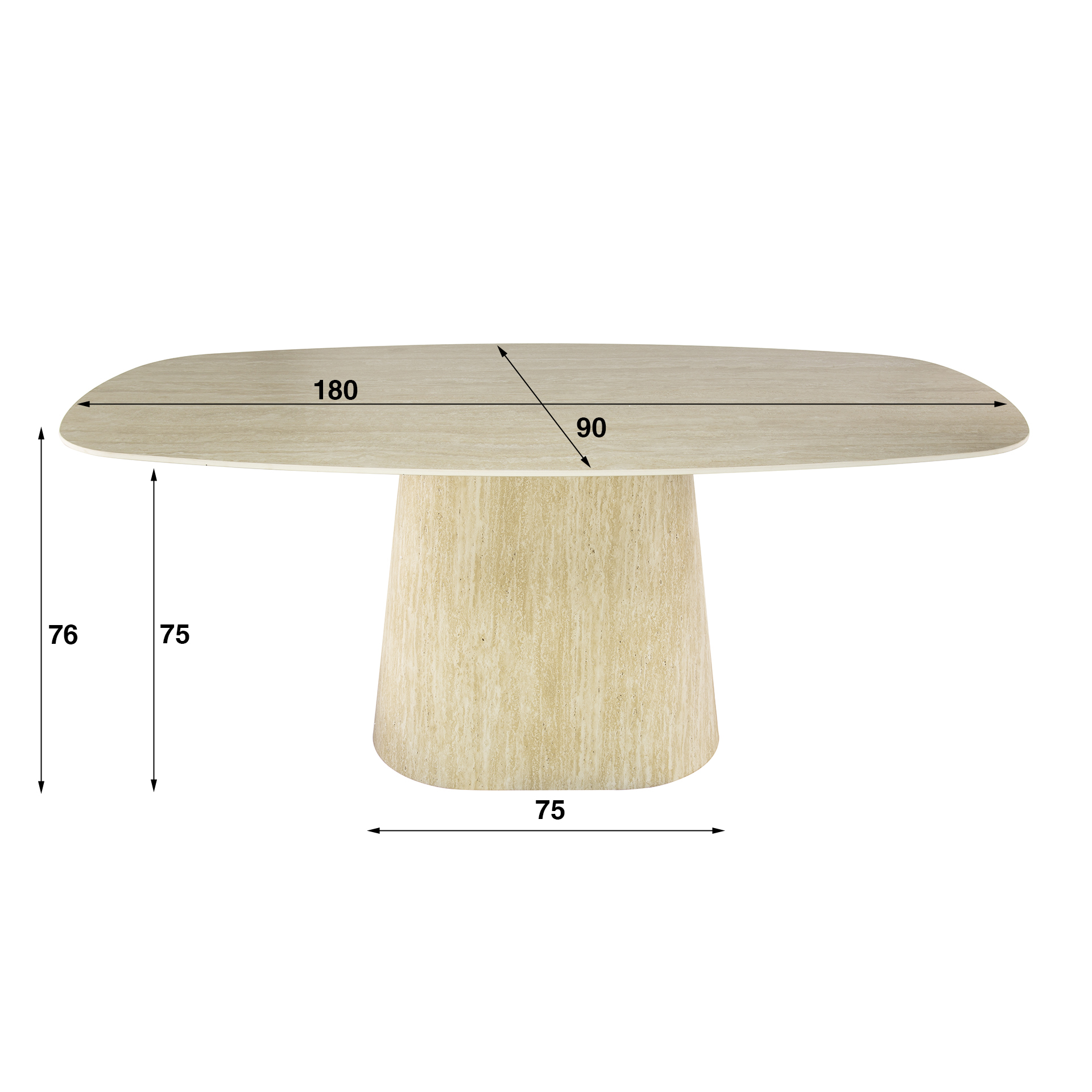 Eettafel Centro deens ovaal 180cm / 3D keramiek travertin - Zijlstra