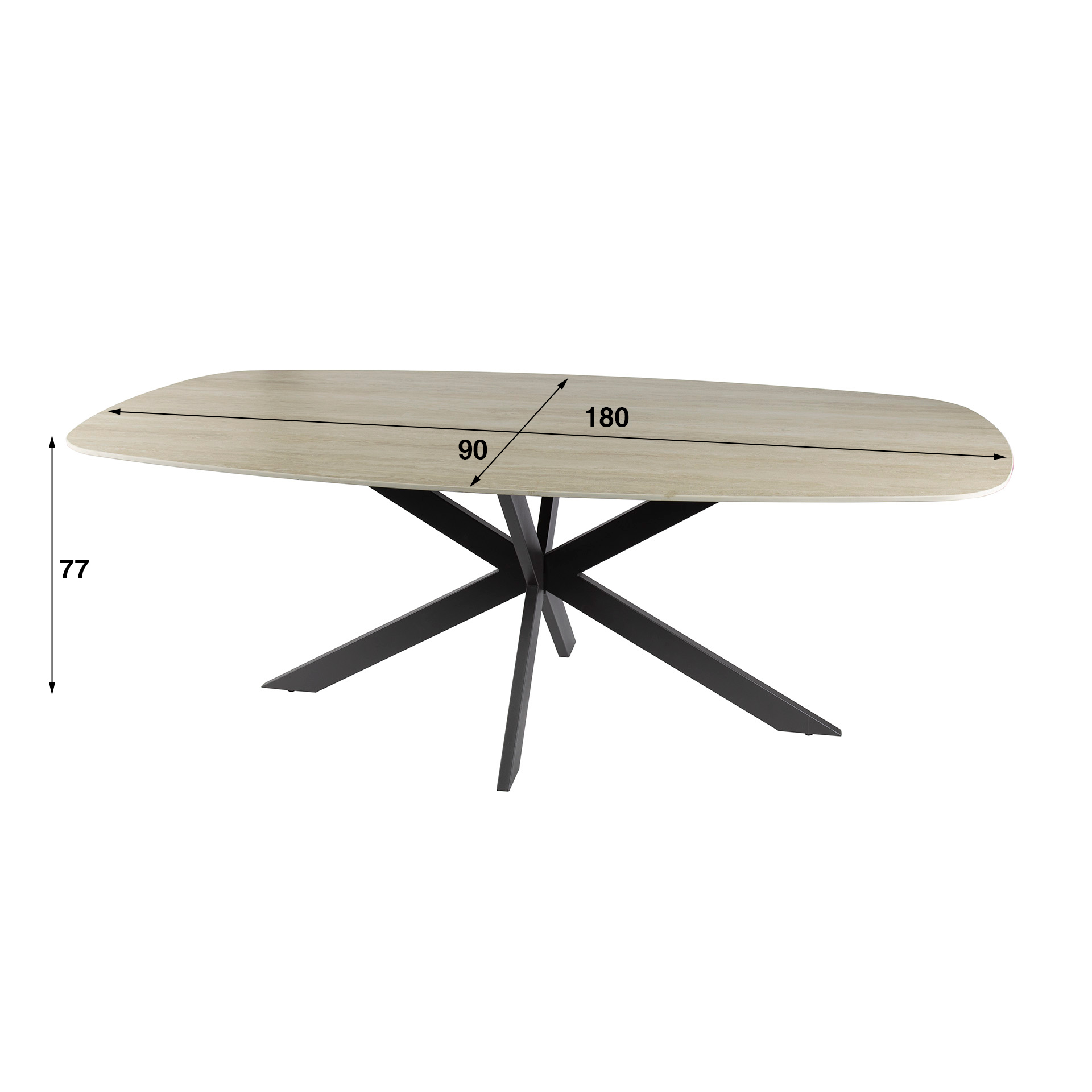 Eettafel Romano Cross deens ovaal 180cm / 3D keramiek travertin - Zijlstra